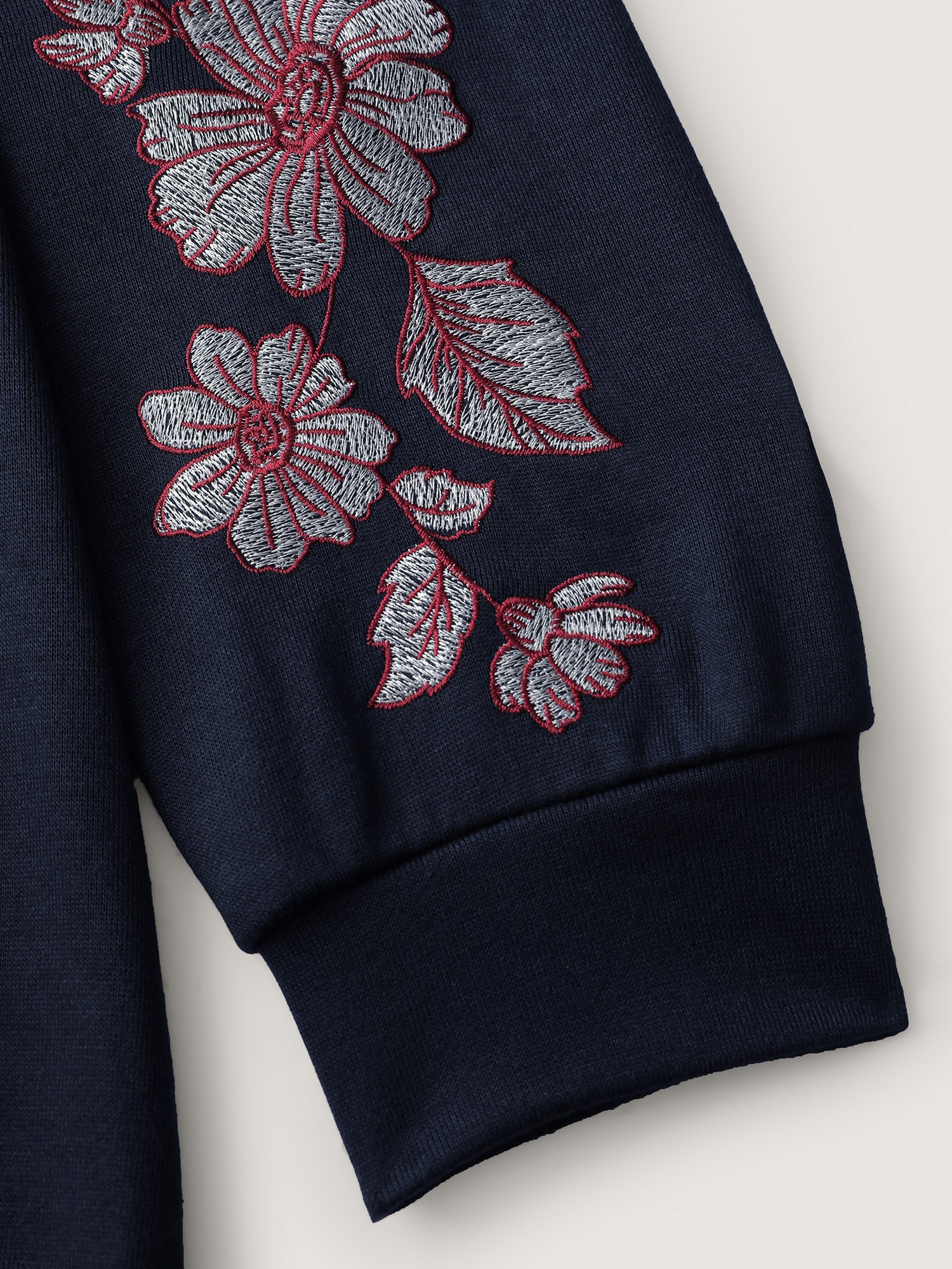 Embroidered Sleeve Relaxed-Fit Sweatshirt - Image 5