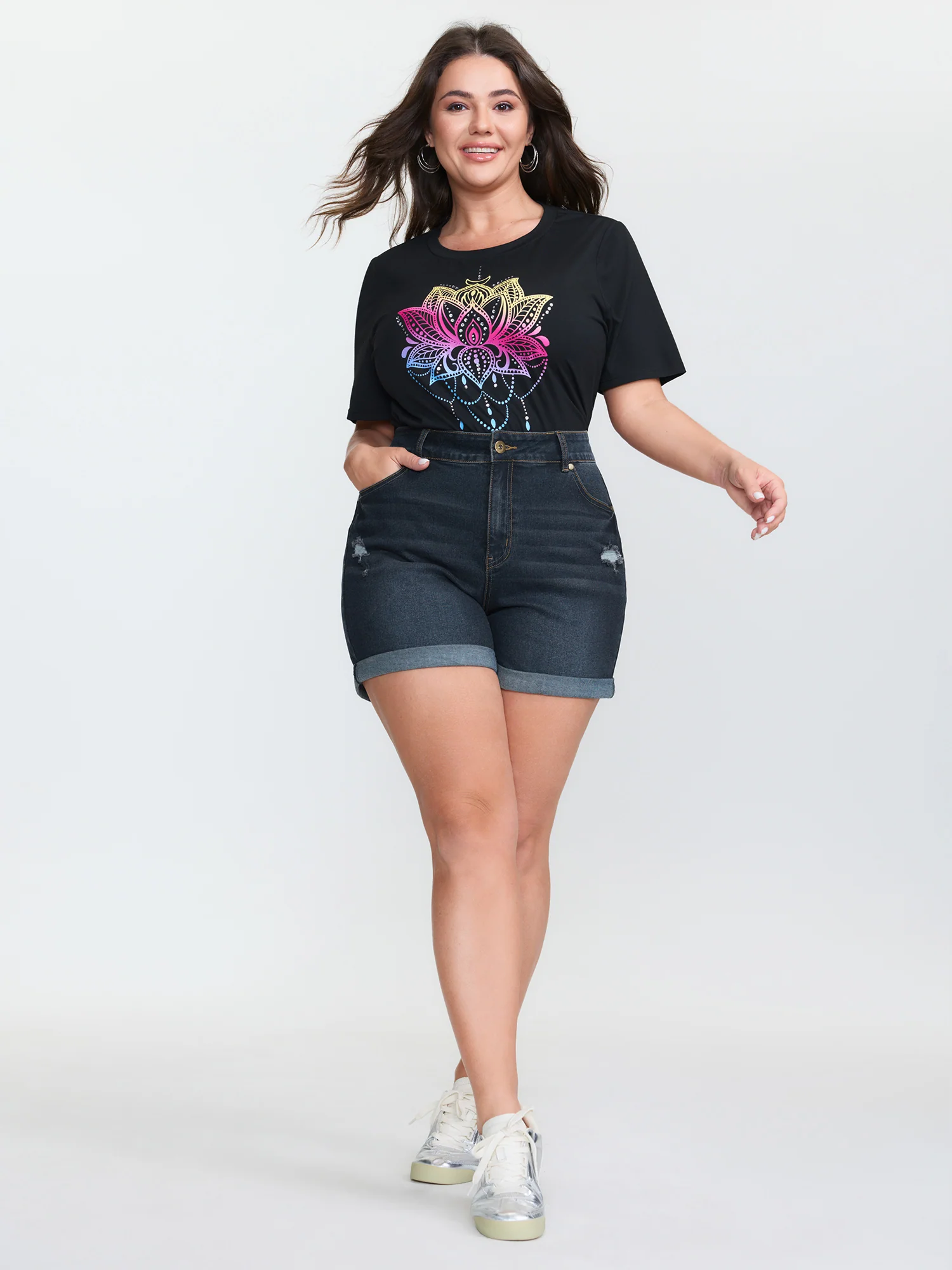 Embroidered Straight-Leg Denim Shorts - Image 3