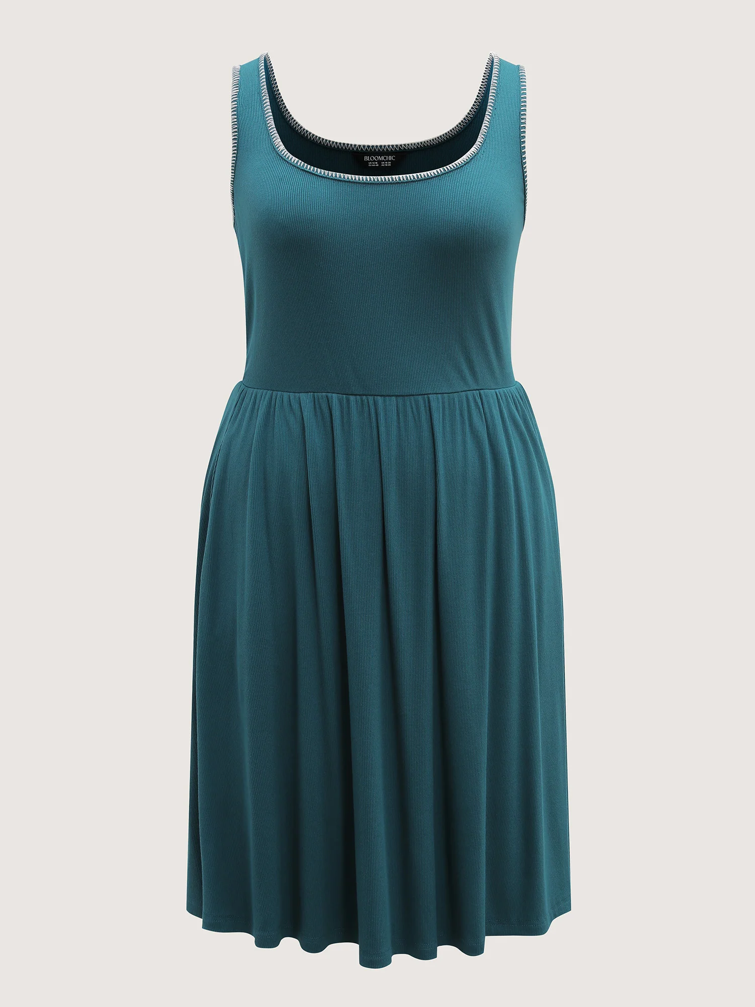 Embroidered Trim Cinched-Waist Stretchy Mini Dress - Image 7