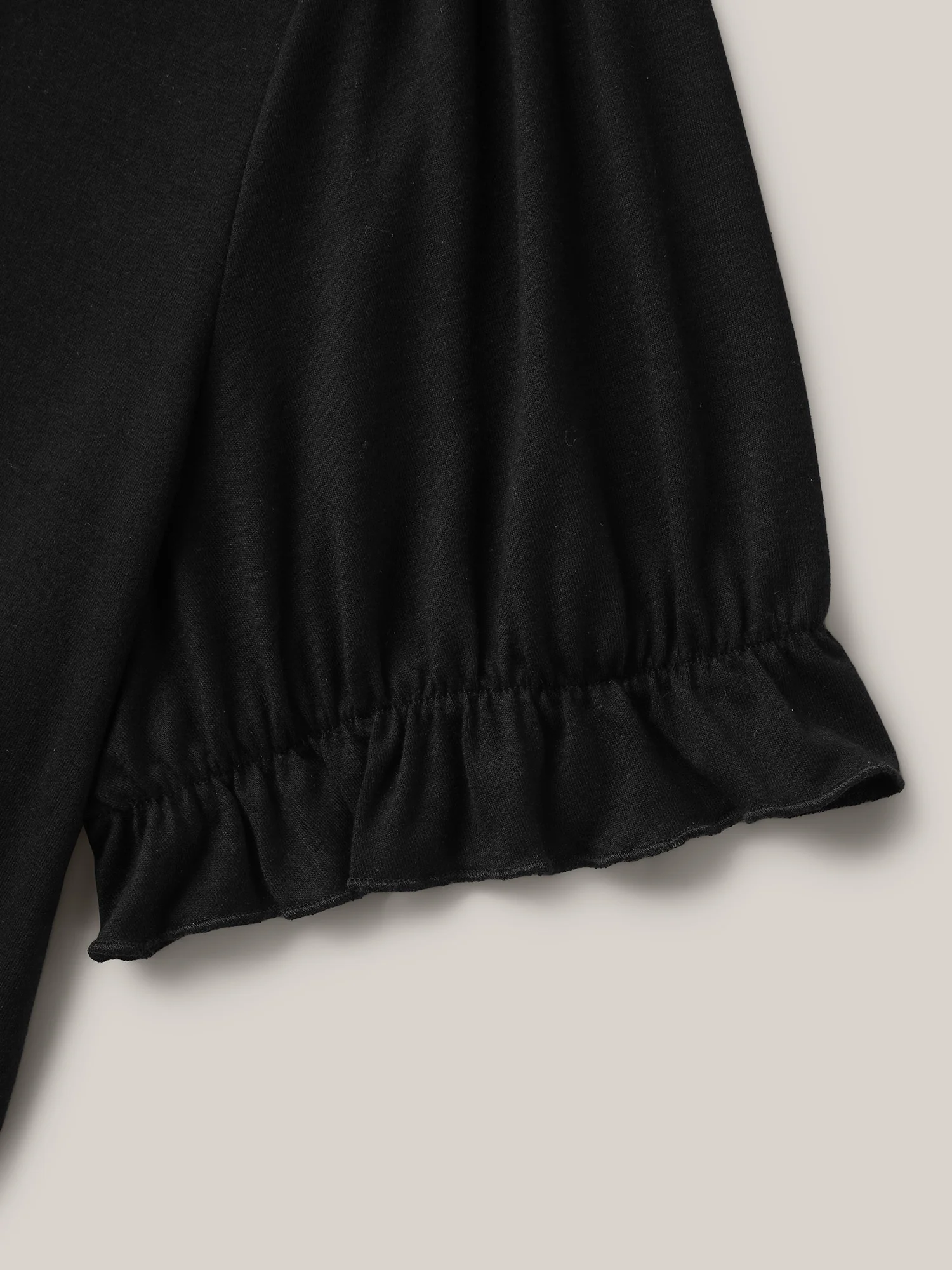 Embroidered V-Neck Puff Sleeve Plain Top - Image 6