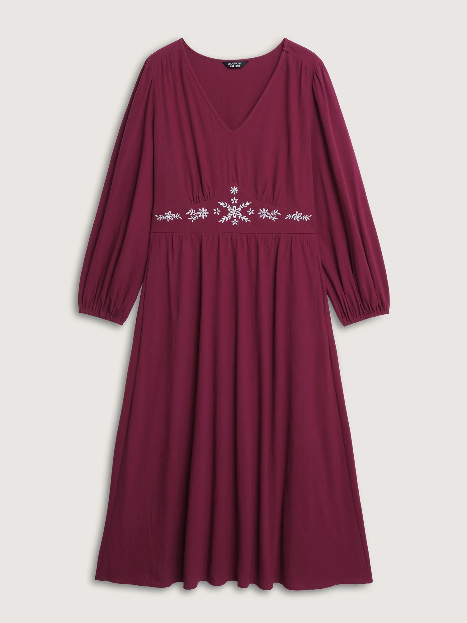 Embroidered Waistline Pockets Flowy Maxi Dress - Image 8