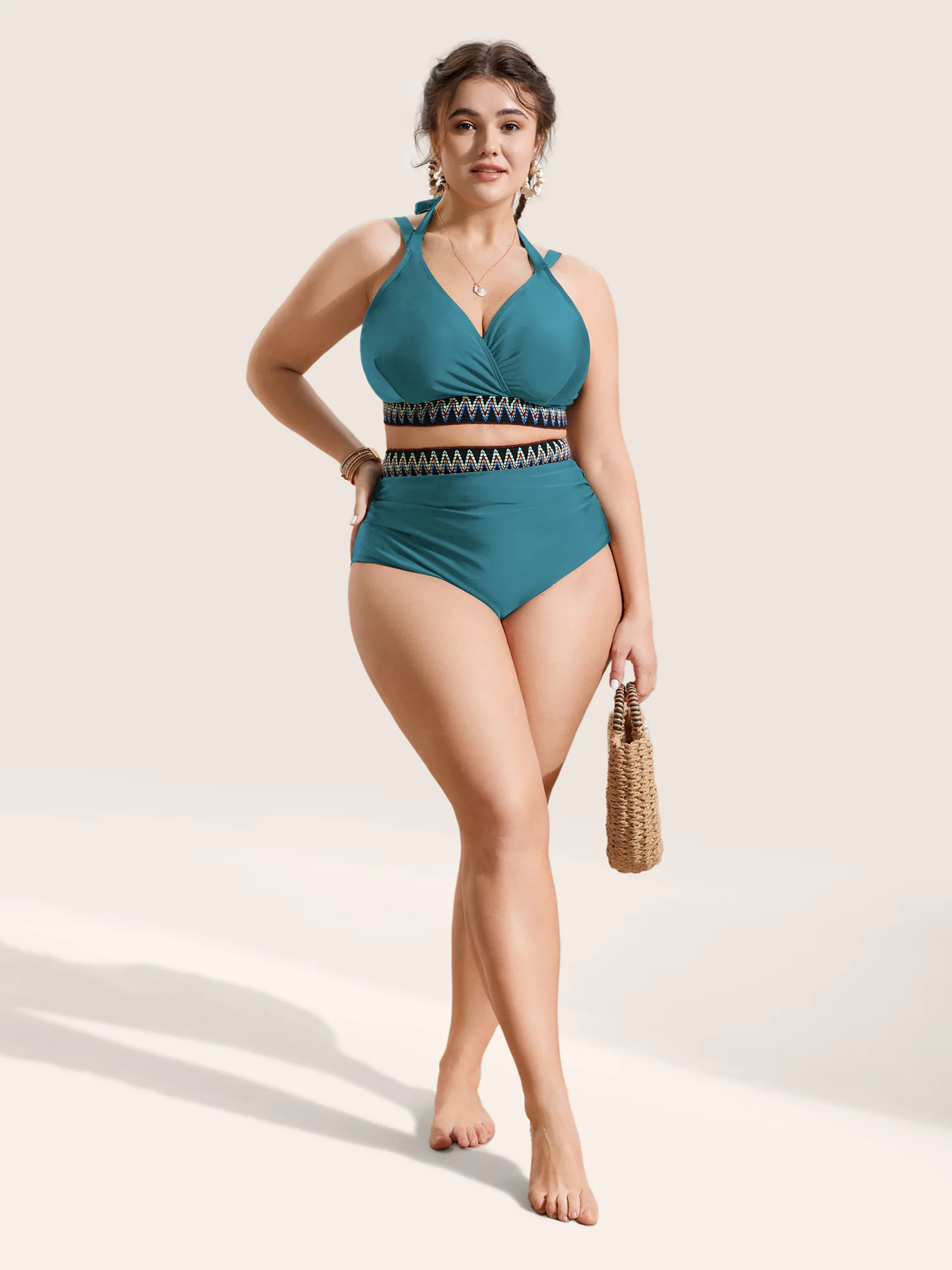 Embroidered Wrap Tie Knot Swim Top - Image 10