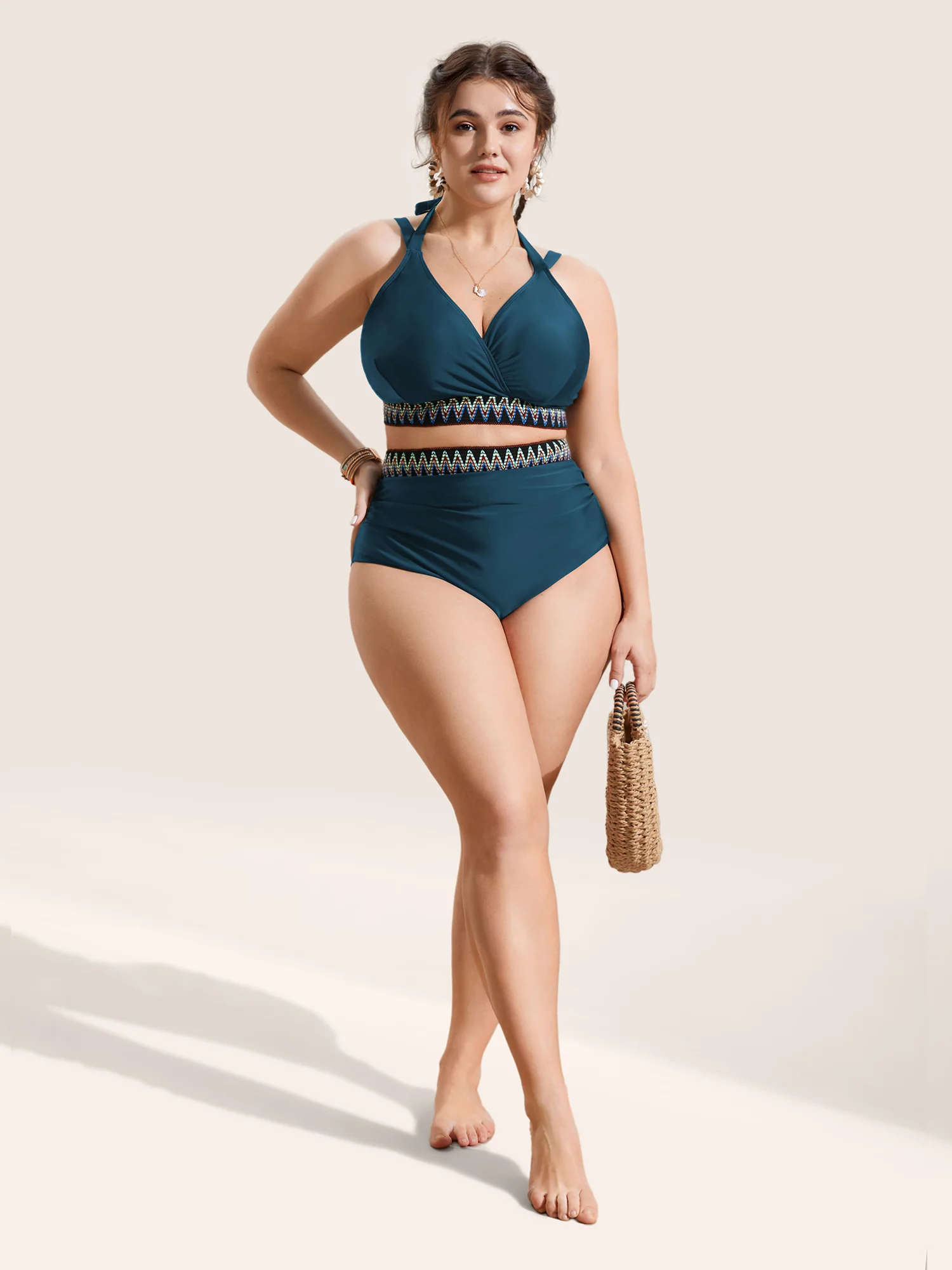 Embroidered Wrap Tie Knot Swim Top - Image 14