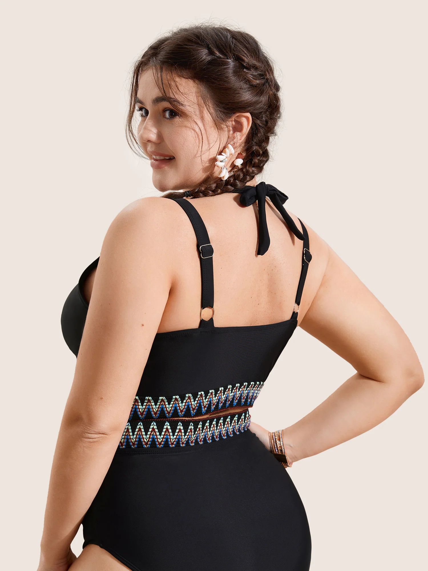 Embroidered Wrap Tie Knot Swim Top - Image 2