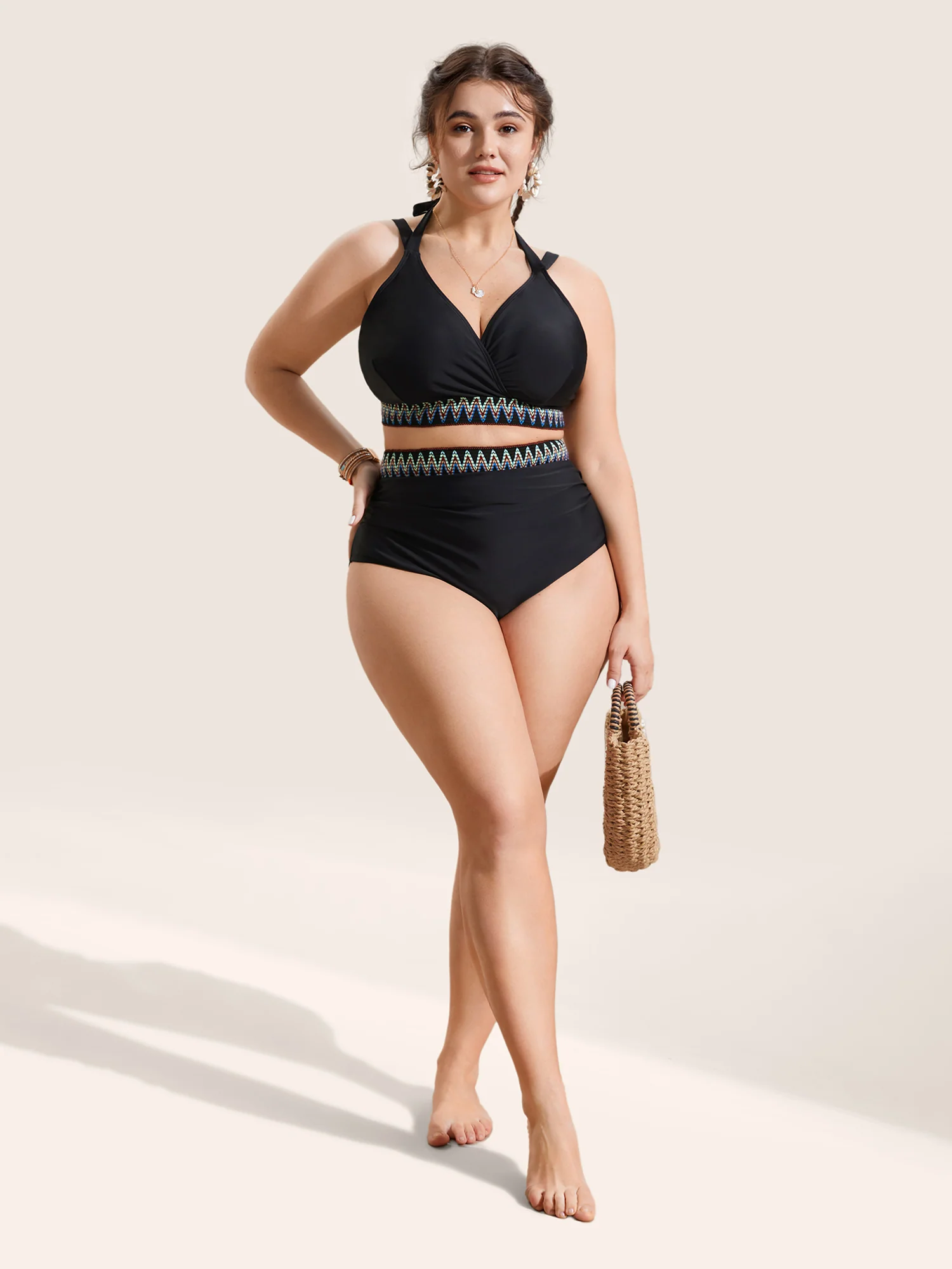 Embroidered Wrap Tie Knot Swim Top - Image 3