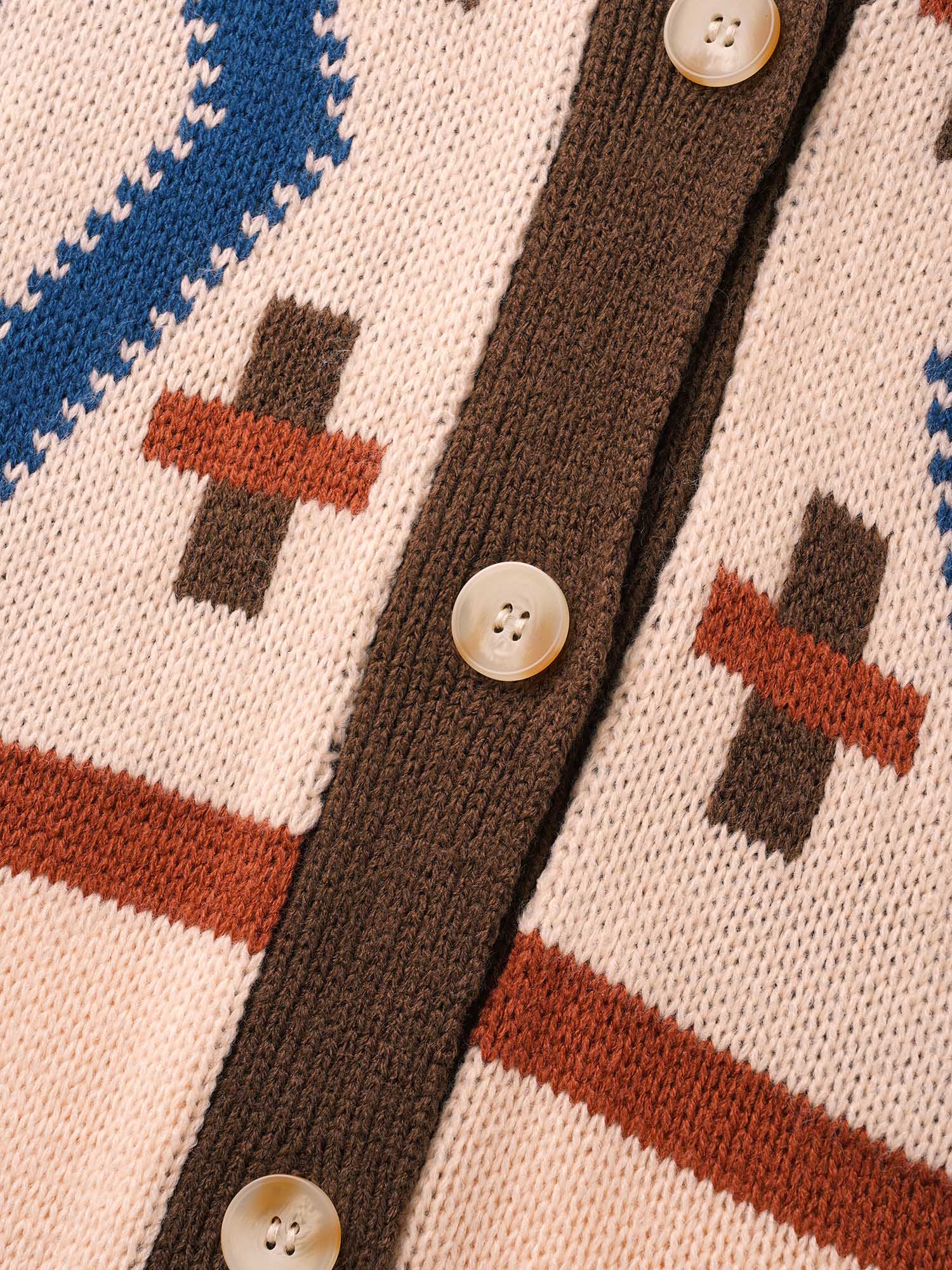 Geometric Pattern Collared Front Button Cardigan - Image 5