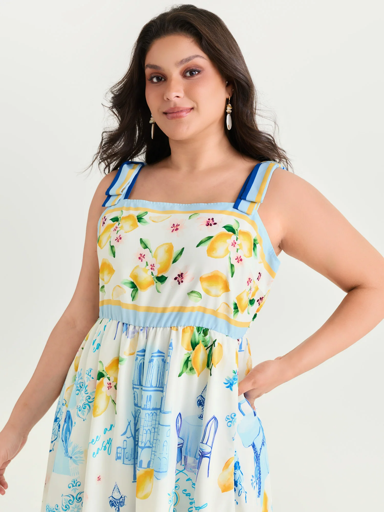 European Summer Print Pockets Maxi Dress - Image 2