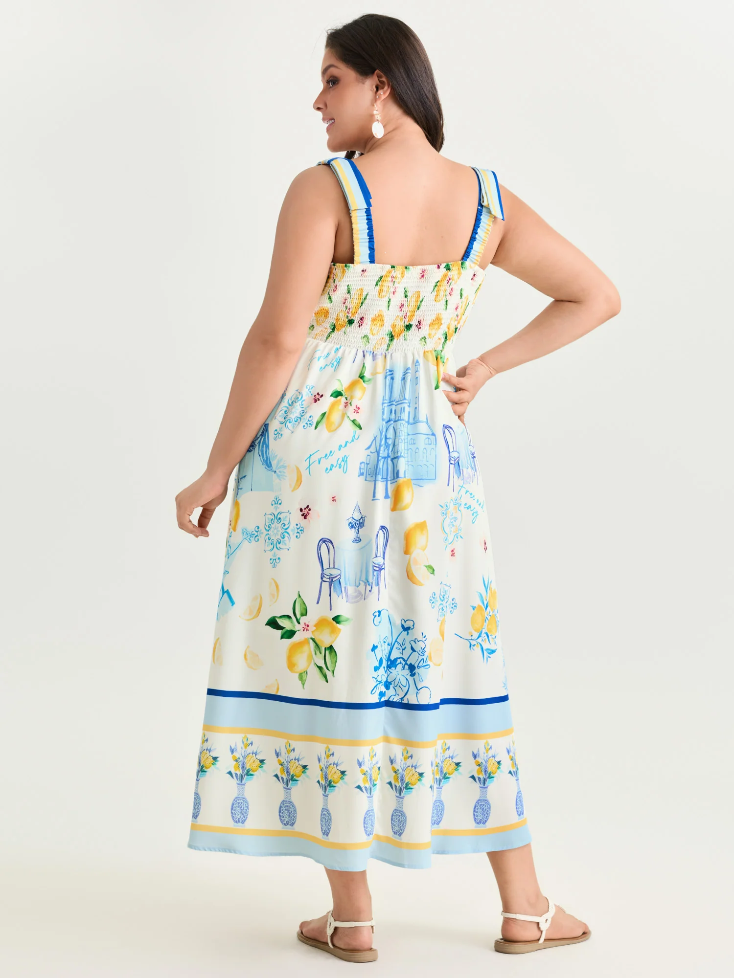 European Summer Print Pockets Maxi Dress - Image 3