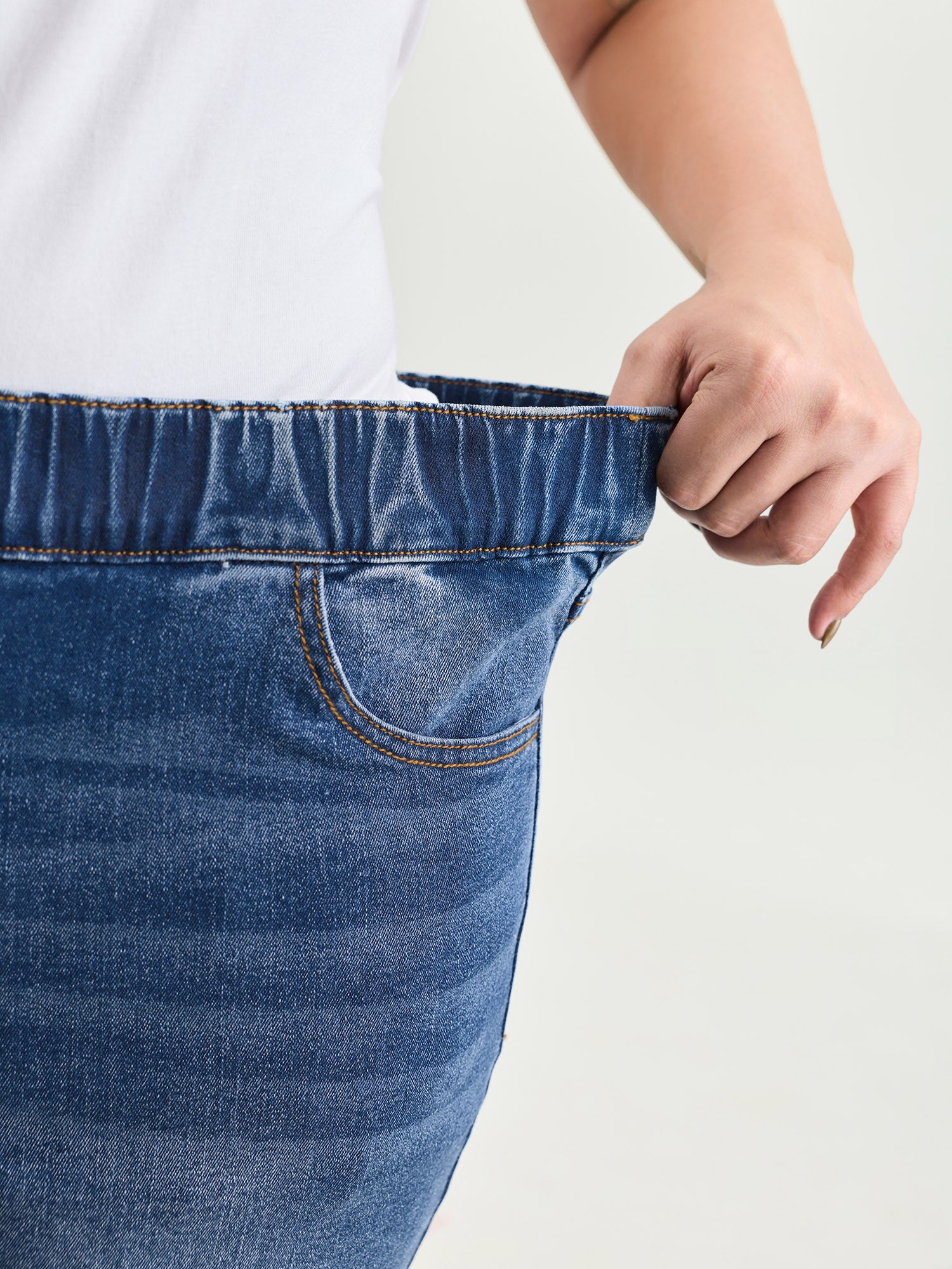 Everyday Elastic Waist Ripped Denim Shorts - Image 4