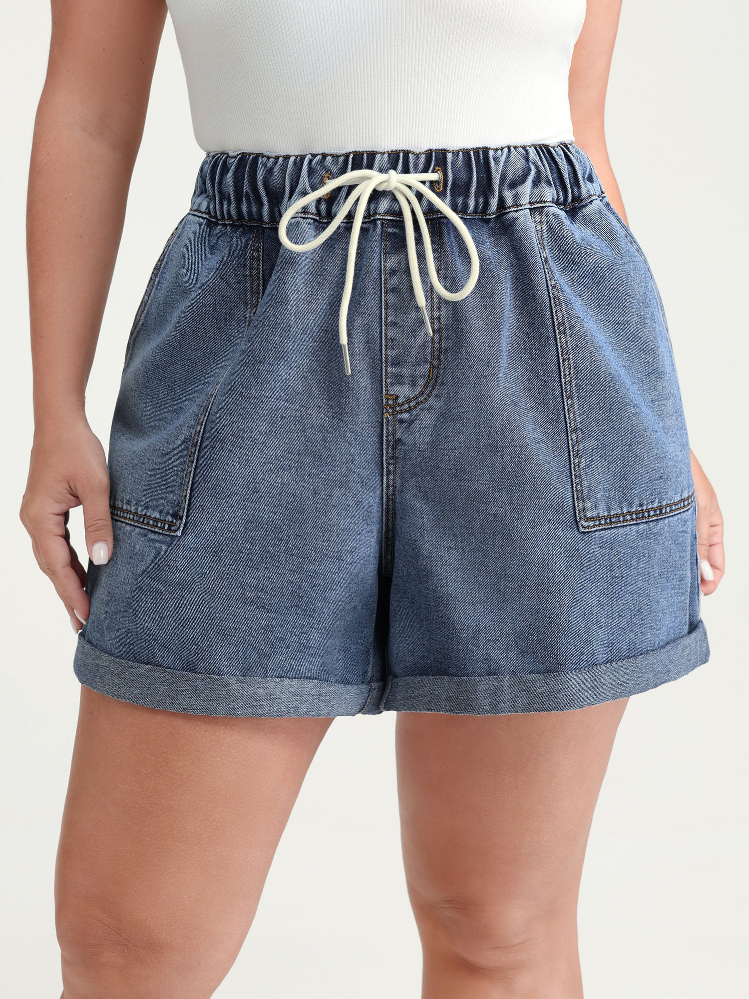 Everyday Stretchy Straight-Leg Denim Shorts - Image 2