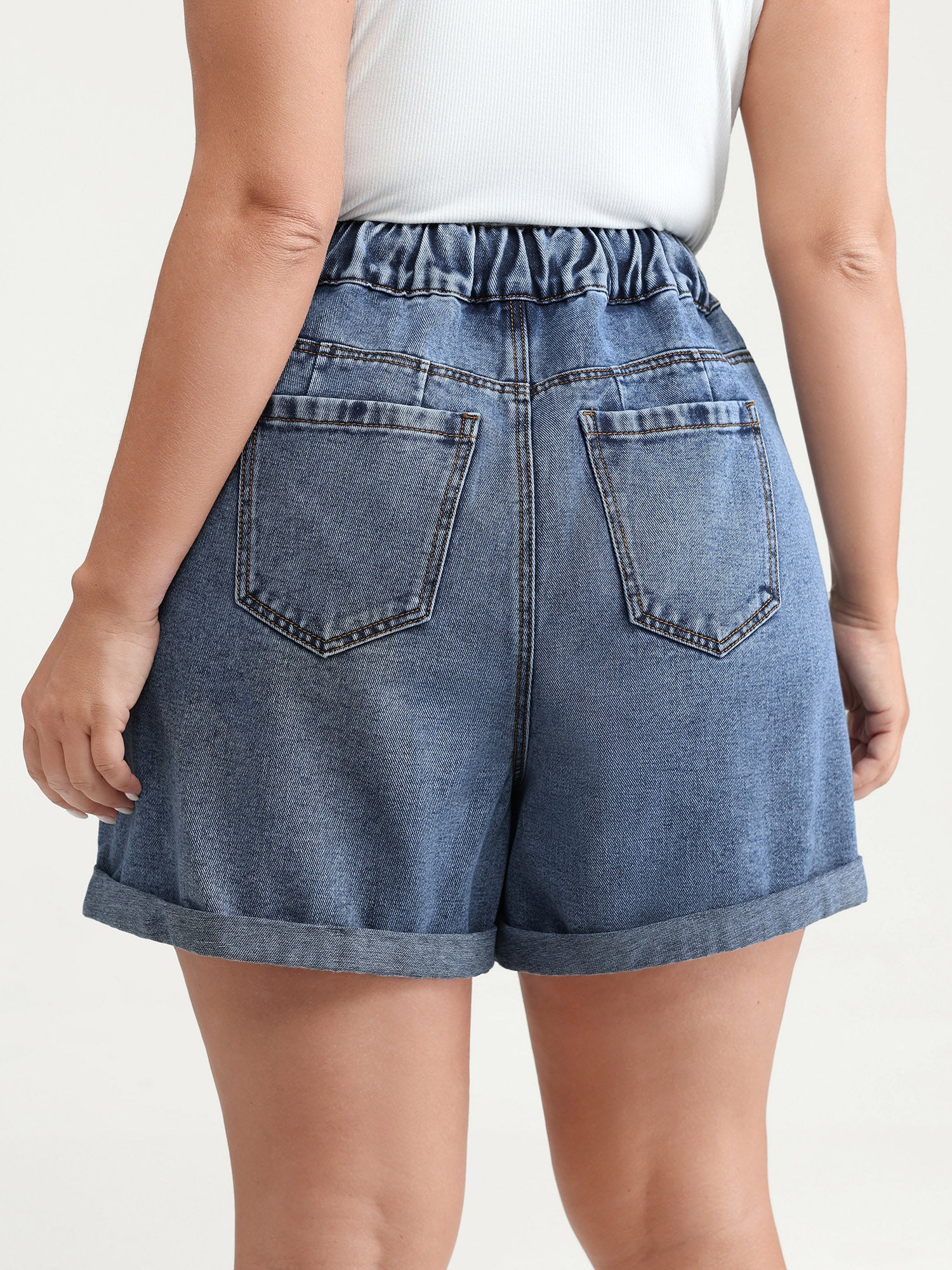 Everyday Stretchy Straight-Leg Denim Shorts - Image 6