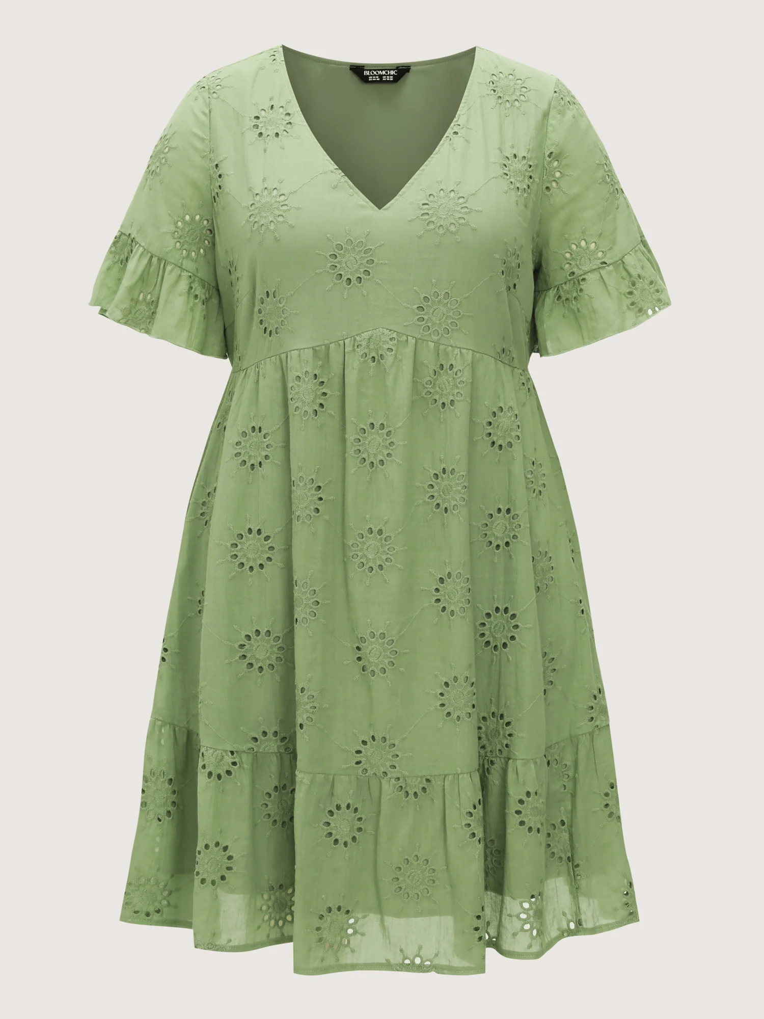 Eyelet Embroidered Ruffled Sleeve Mini Dress - Image 8