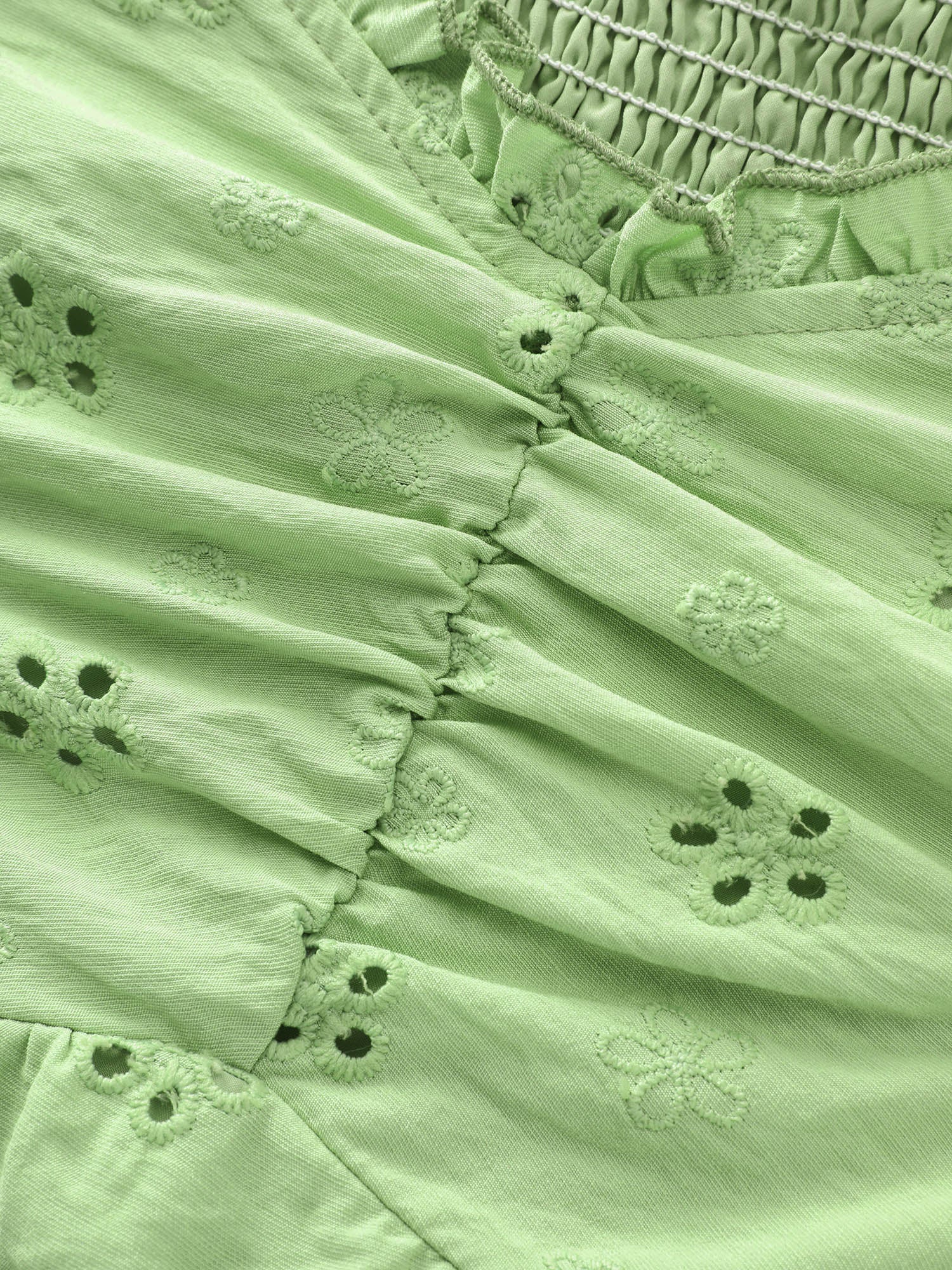 Eyelet Embroidered Shirred Back Blouse - Image 6