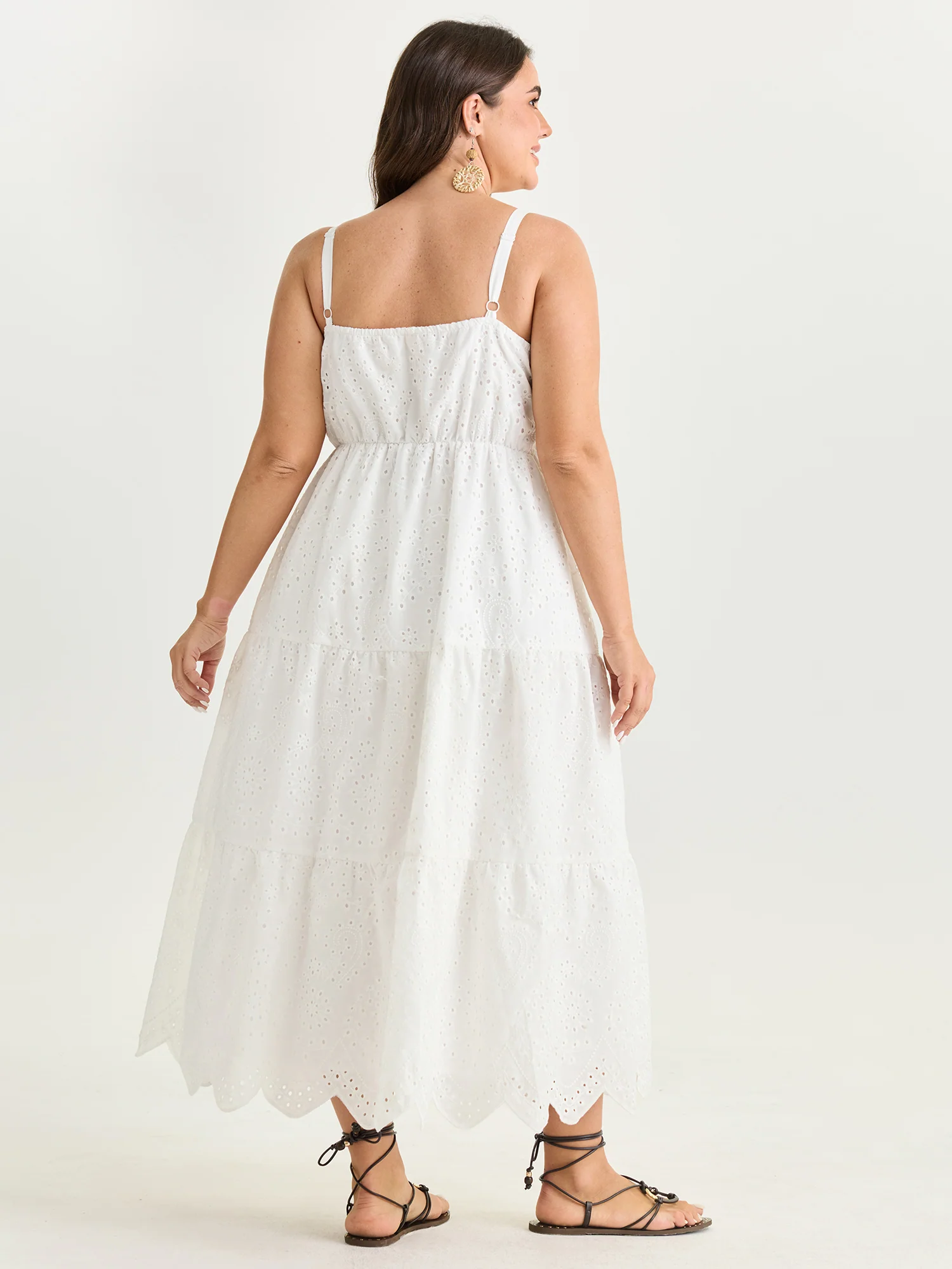 Eyelet Embroidery Cinched Waist Maxi Dress - Image 5