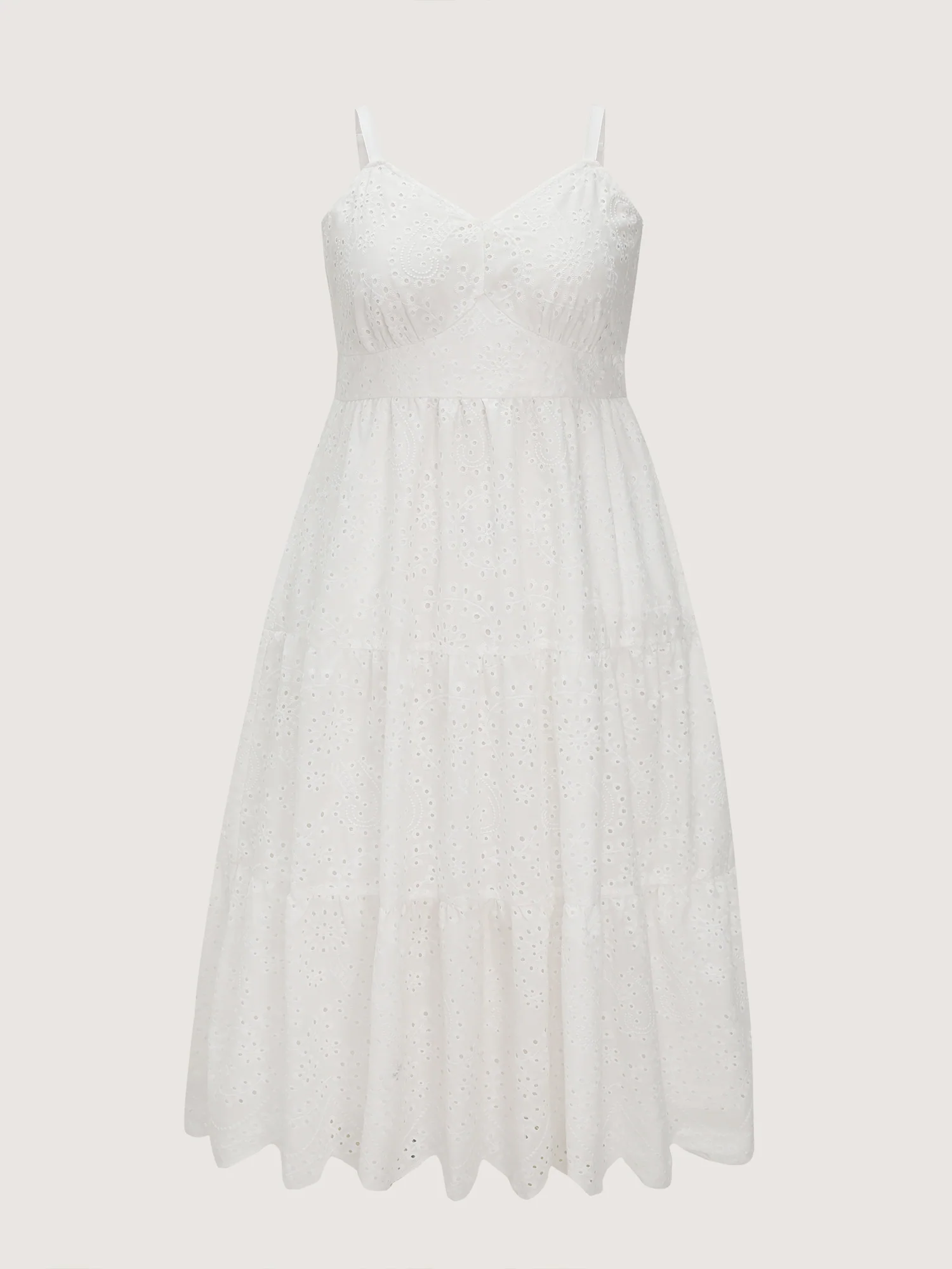 Eyelet Embroidery Cinched Waist Maxi Dress - Image 8