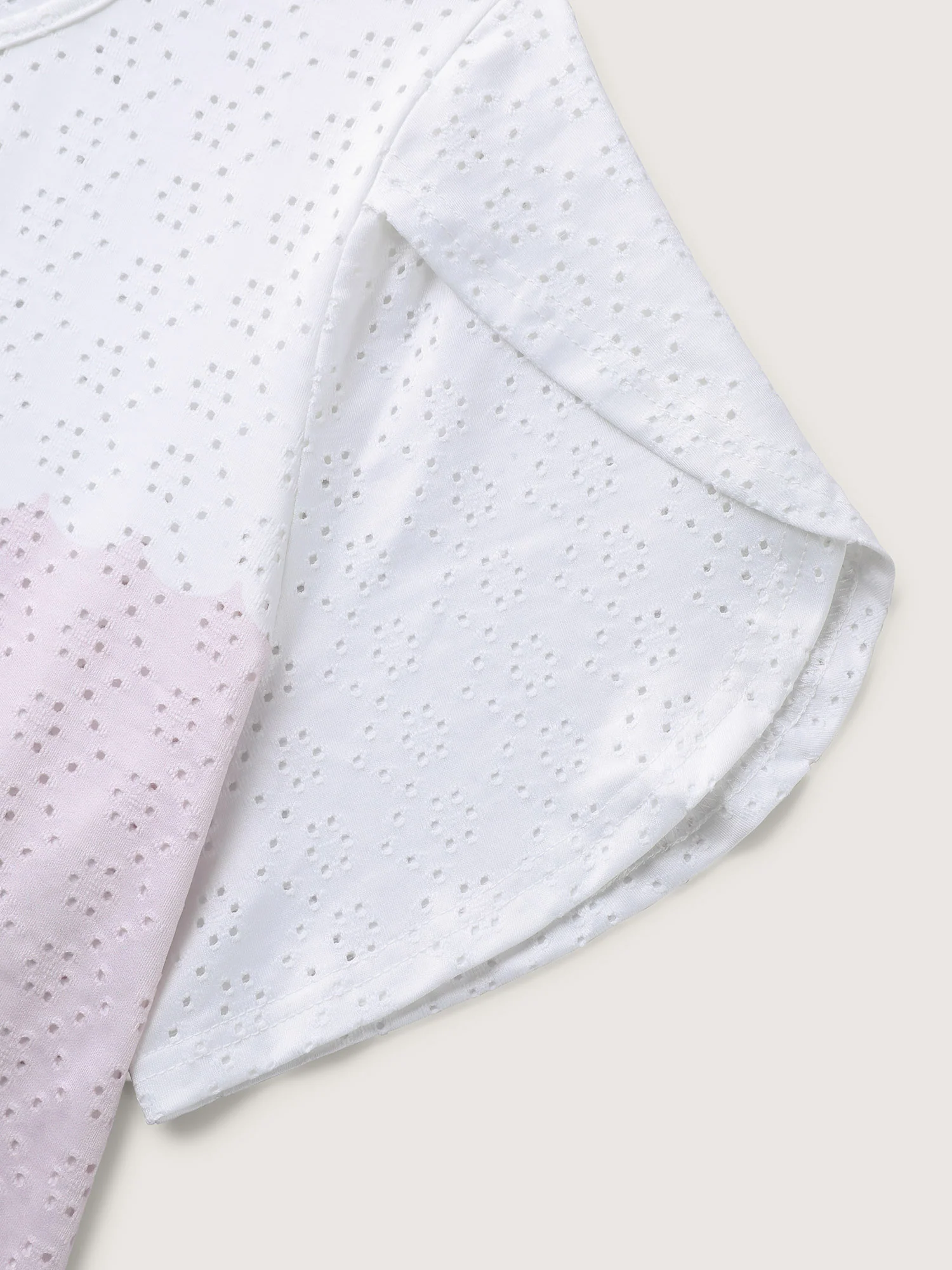 Eyelet Trim Color Block Stretchy T-Shirt - Image 4