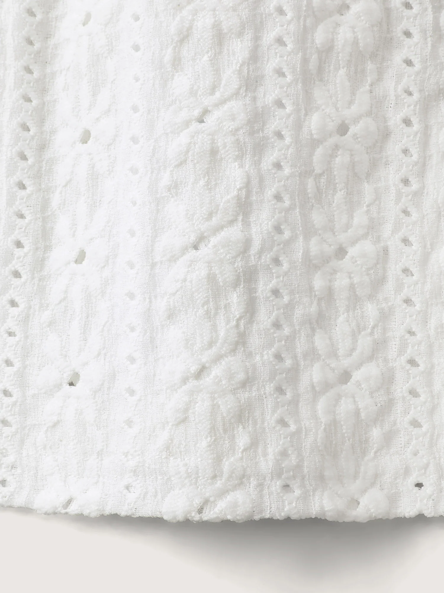 Eyelet Trim Floral Embroidered Solid T-Shirt - Image 5