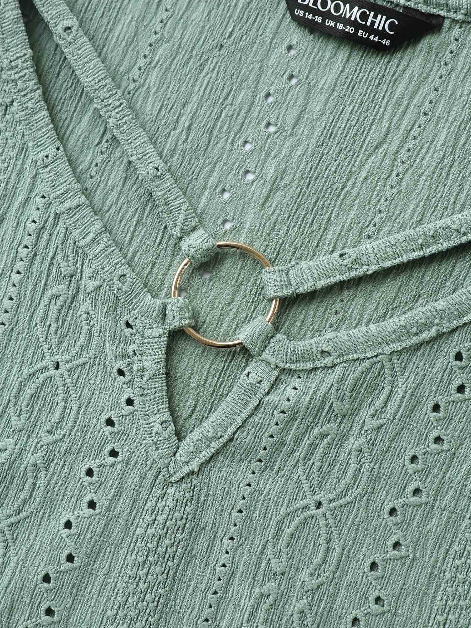 Eyelet Trim Metal Detail Knit Top - Image 5