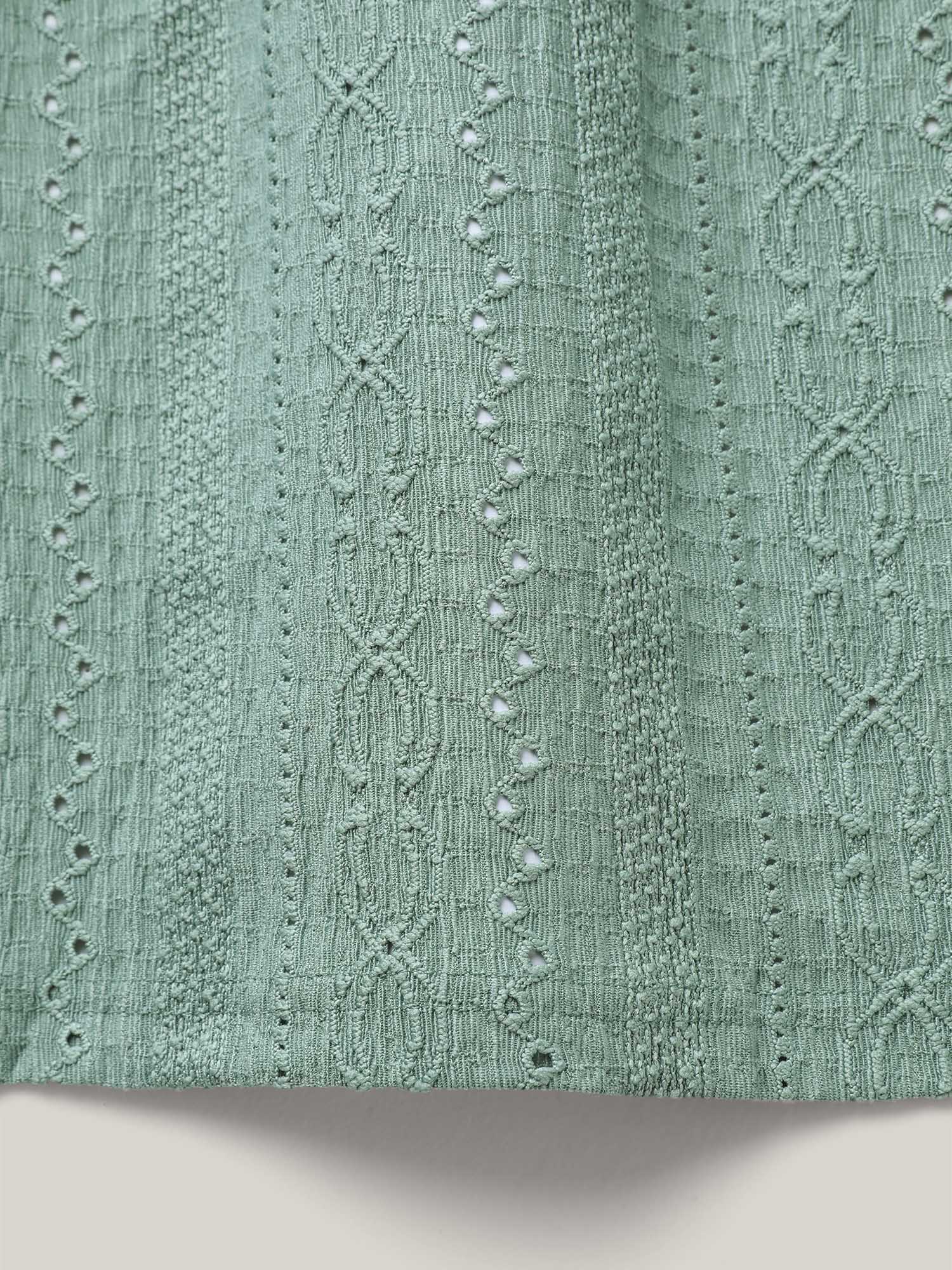 Eyelet Trim Metal Detail Knit Top - Image 6