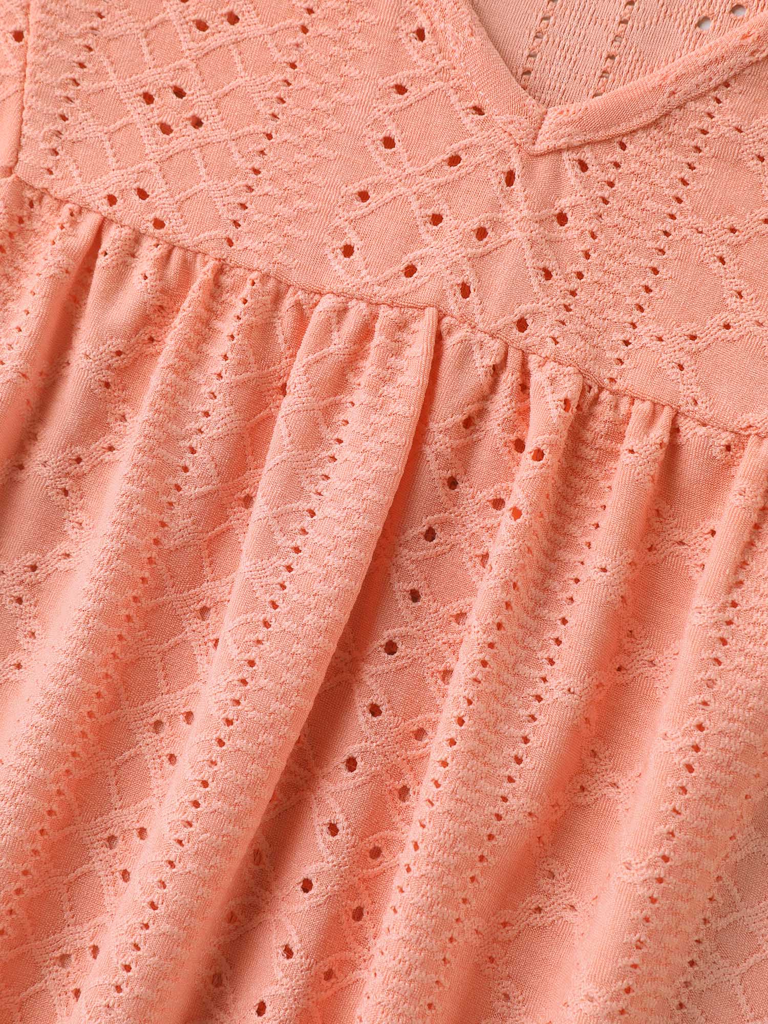 Eyelet Trim Ruffled Sleeve Knit Top - Image 5