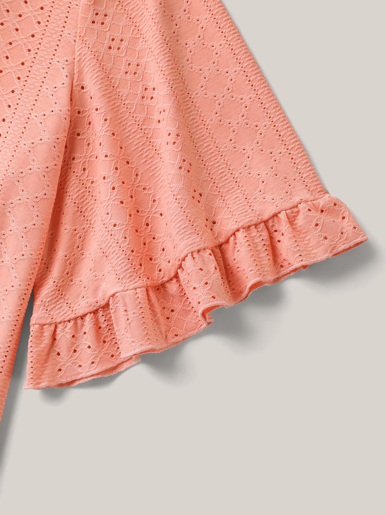 Eyelet Trim Ruffled Sleeve Knit Top - Image 6