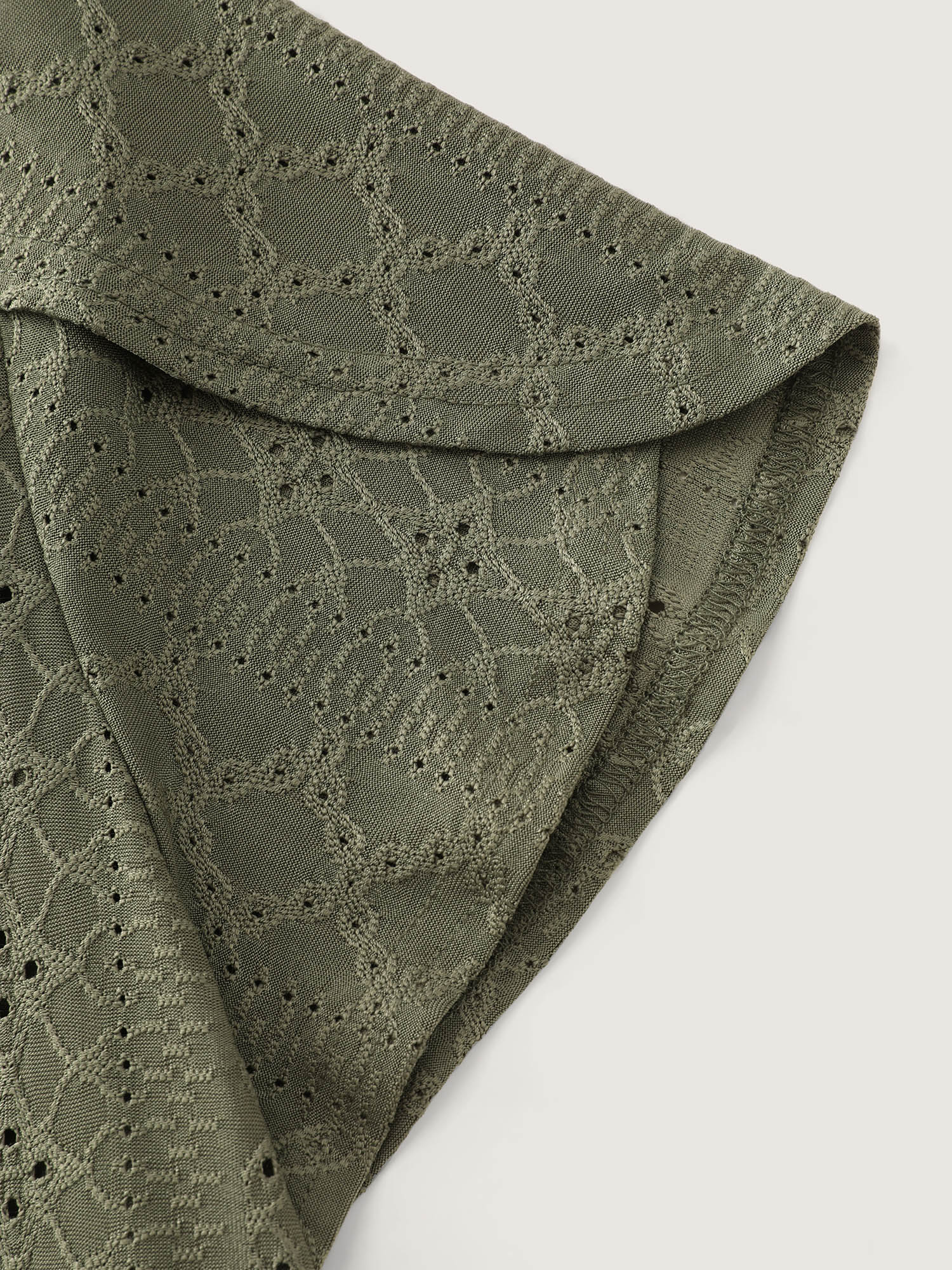 Eyelet Trim Split Neckline Knit Top - Image 5
