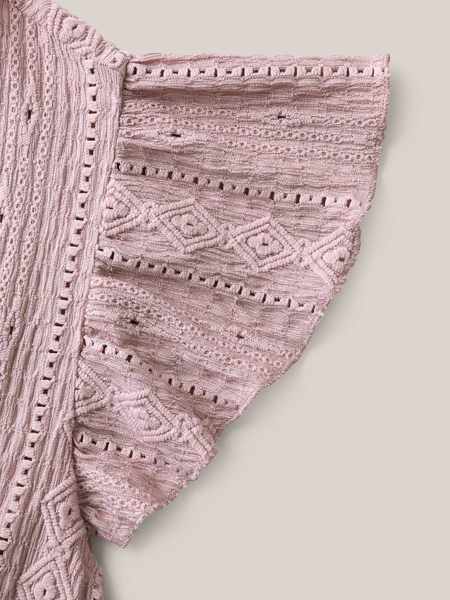 Eyelet Trim Textured Flutter Sleeve Top - Image 8