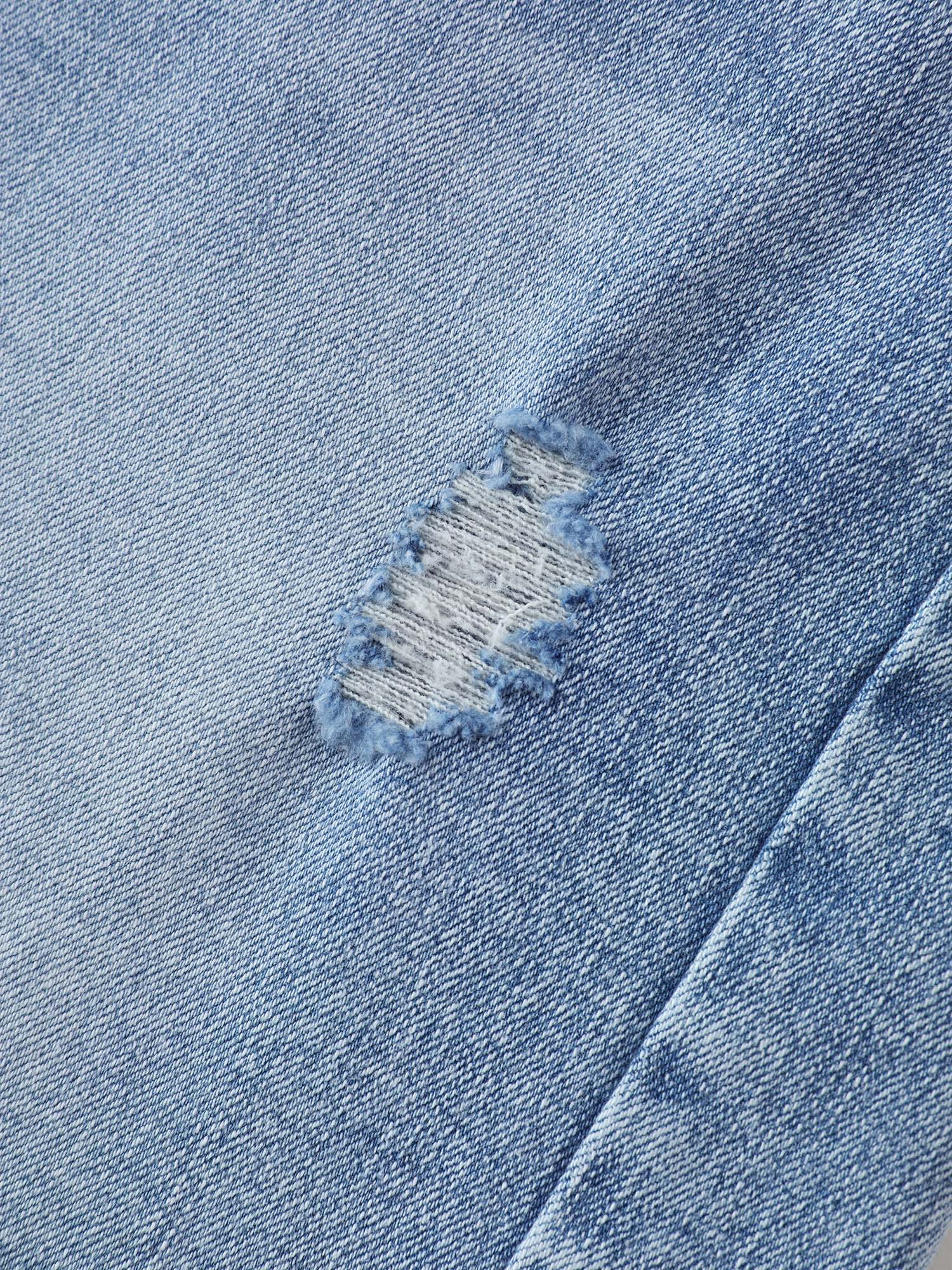 Faded Mid-Rise Stretchy Denim Shorts - Image 6