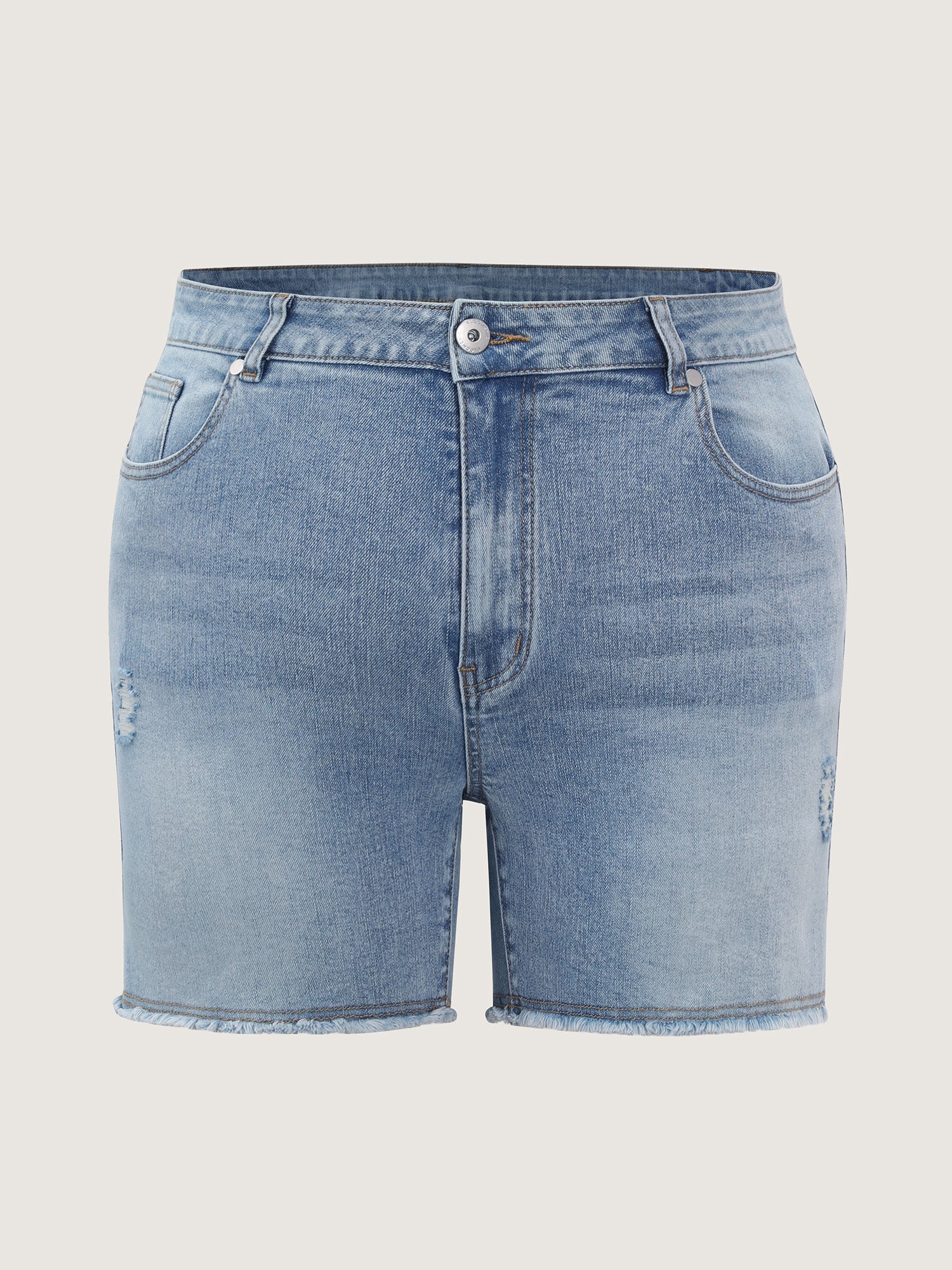 Faded Mid-Rise Stretchy Denim Shorts - Image 8