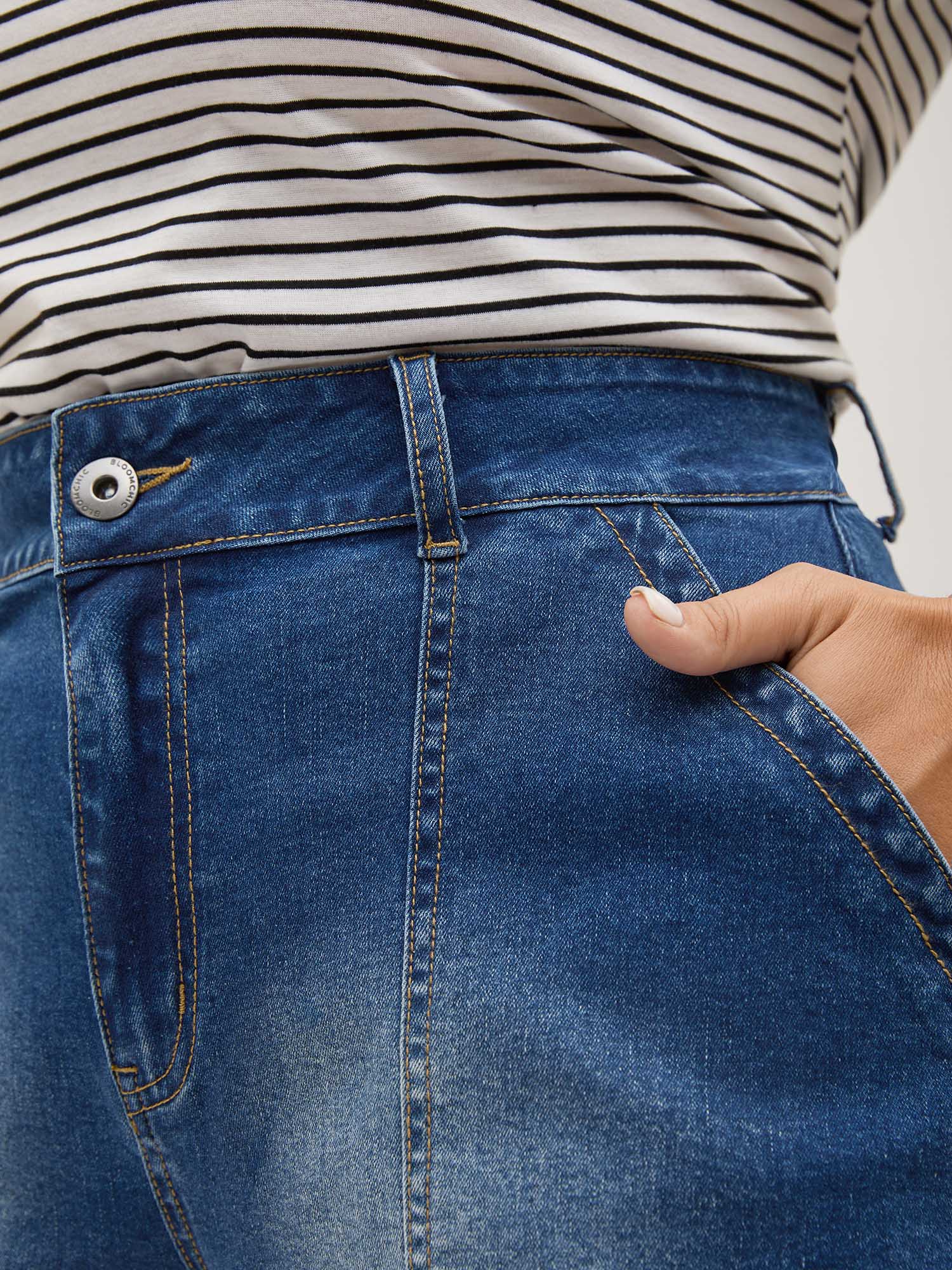 Faded Straight-Leg Denim Shorts - Image 2
