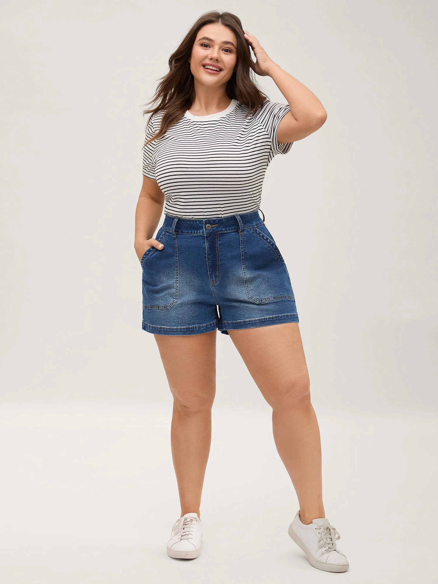 Faded Straight-Leg Denim Shorts - Image 3