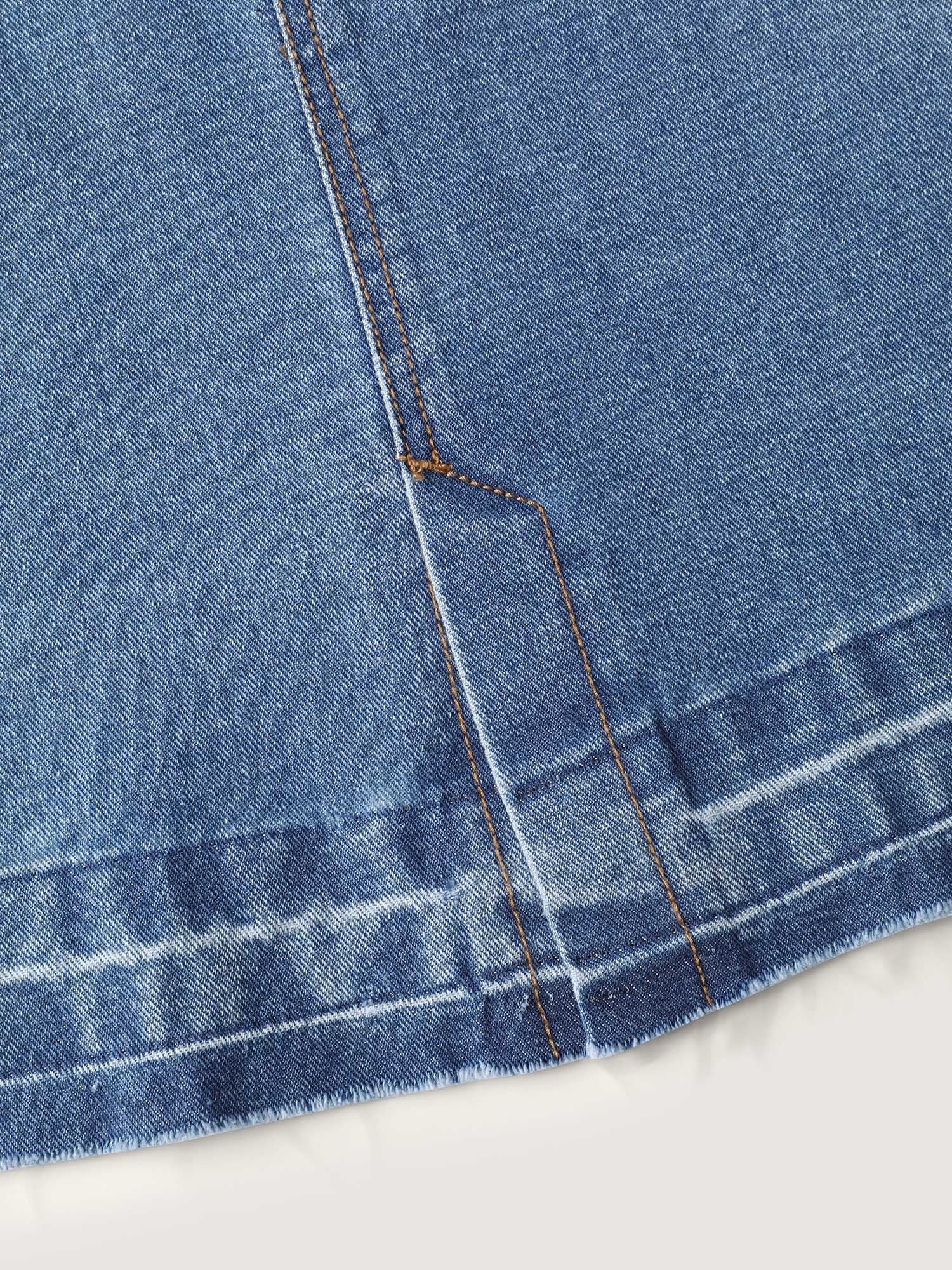 Faded Wash Slit Hem Denim Skirt - Image 6
