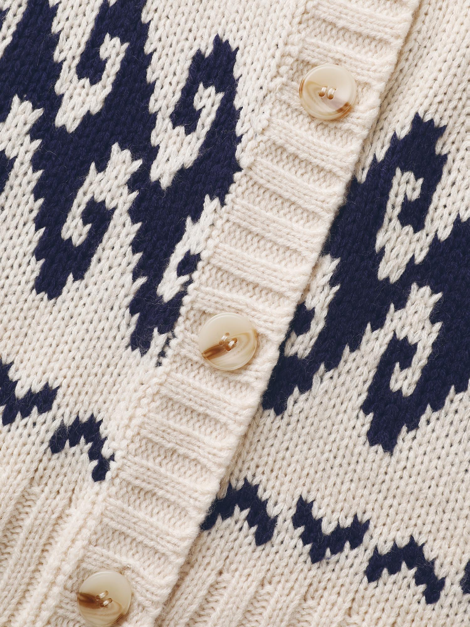 Fair Isle Balloon Sleeve Crew Neck Cardigan - Image 5