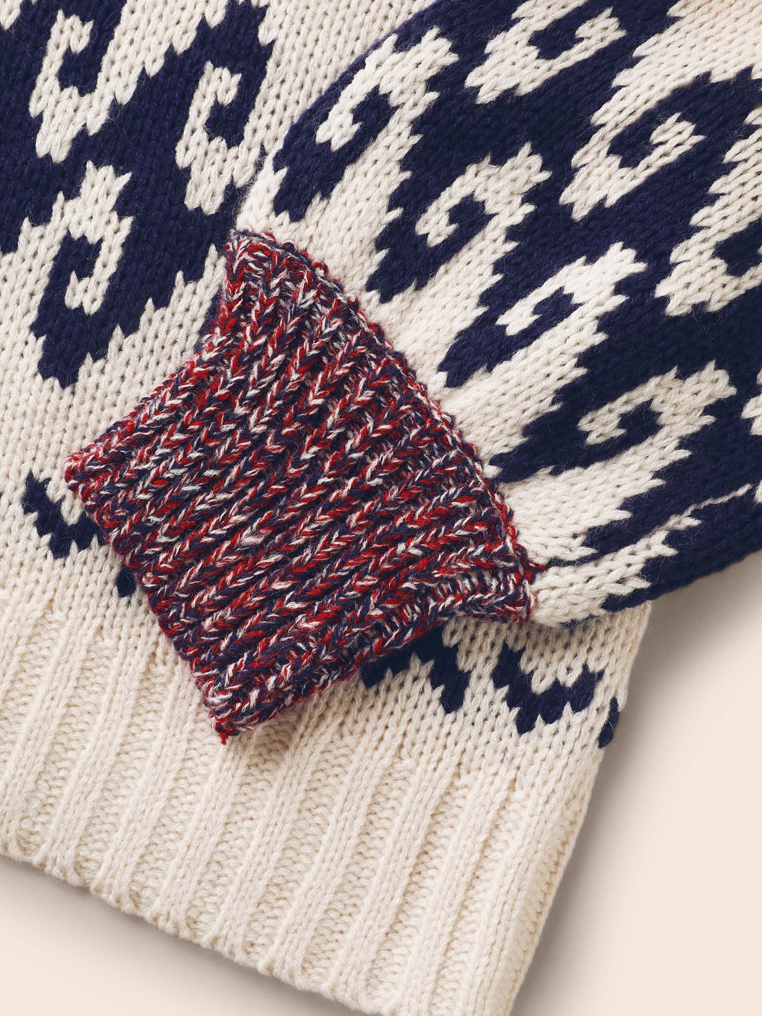 Fair Isle Balloon Sleeve Crew Neck Cardigan - Image 6