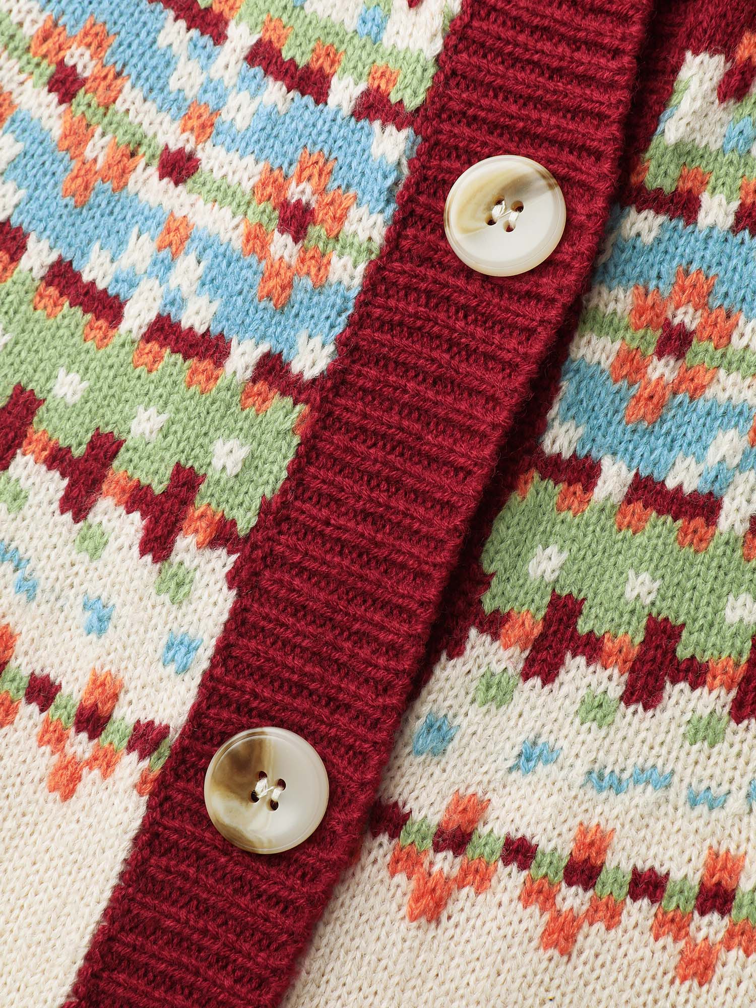 Fair Isle Button-Front Pockets Cardigan - Image 6
