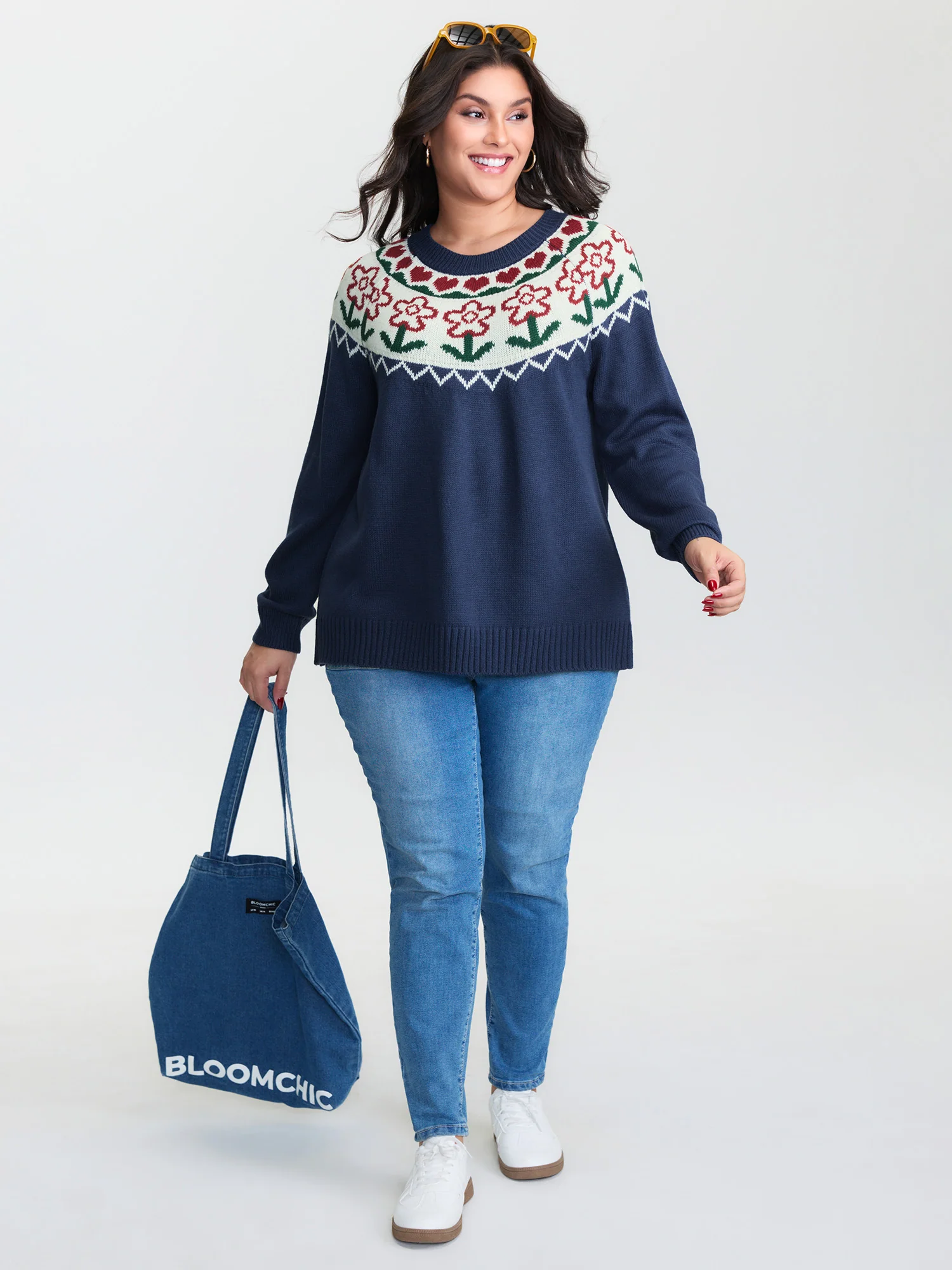 Fair-Isle Floral Pattern Pullover - Image 2