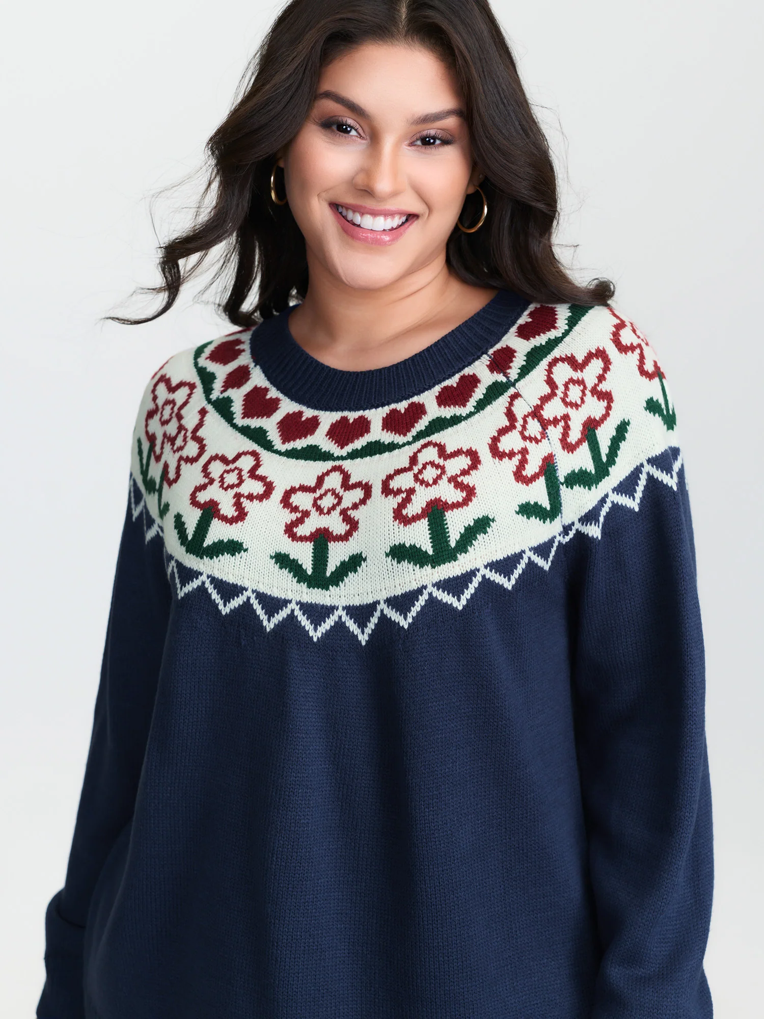 Fair-Isle Floral Pattern Pullover - Image 3