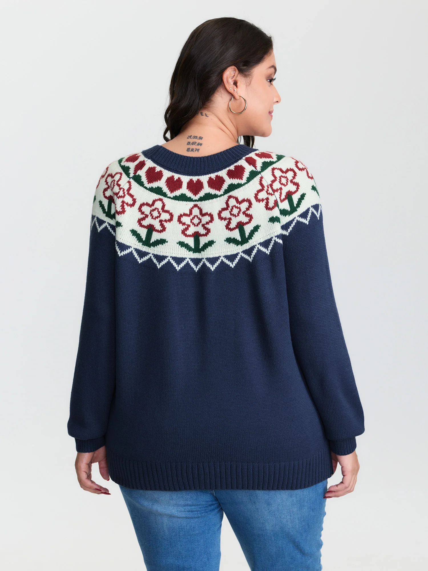 Fair-Isle Floral Pattern Pullover - Image 4