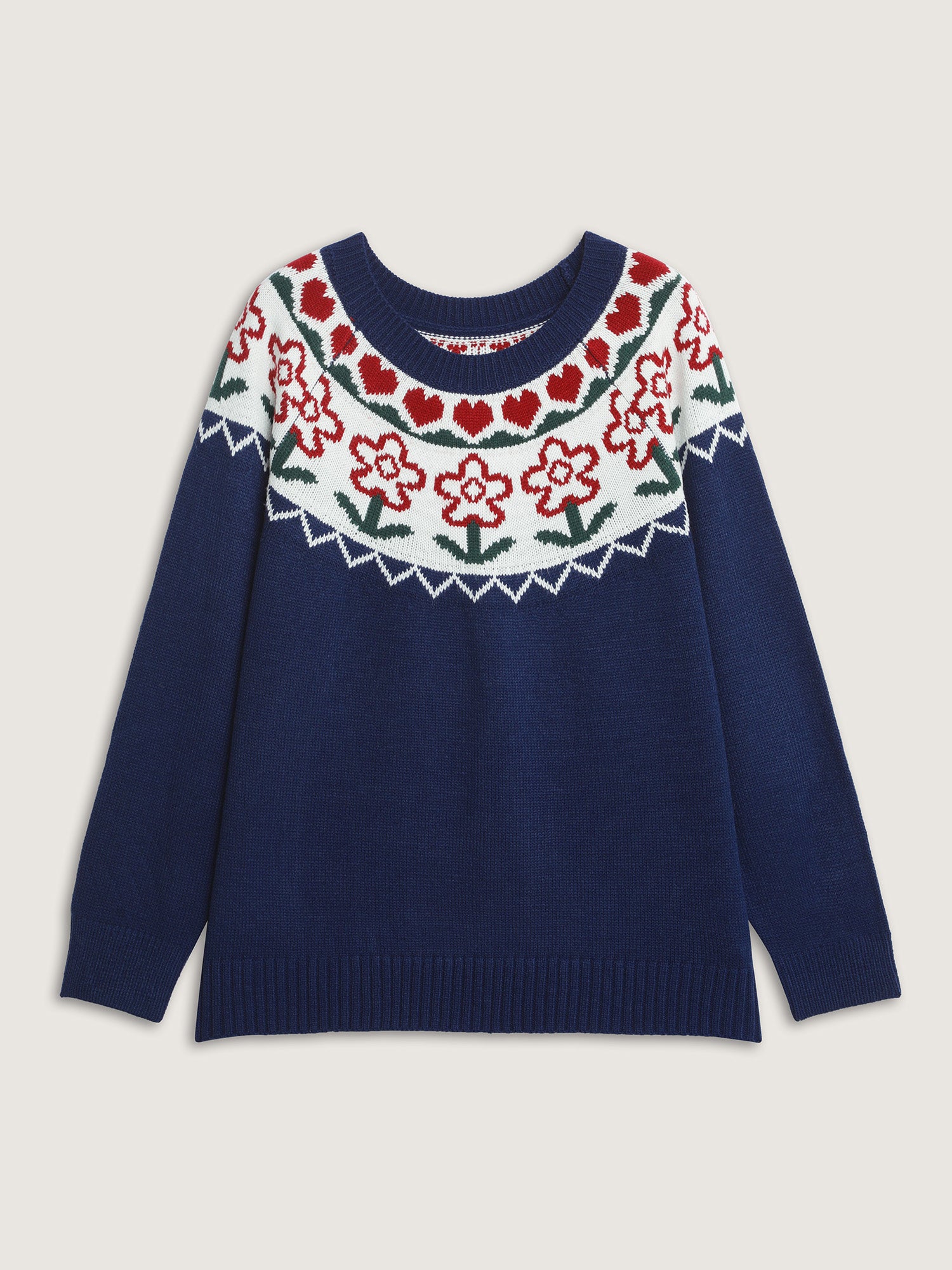Fair-Isle Floral Pattern Pullover - Image 7