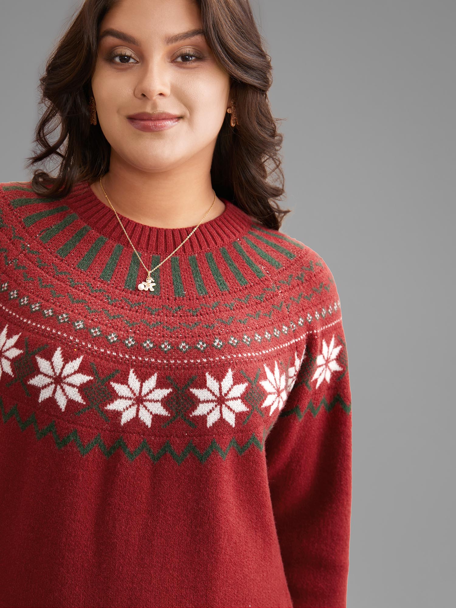 Fair Isle Geometric Midi Sweater Dress - Image 3