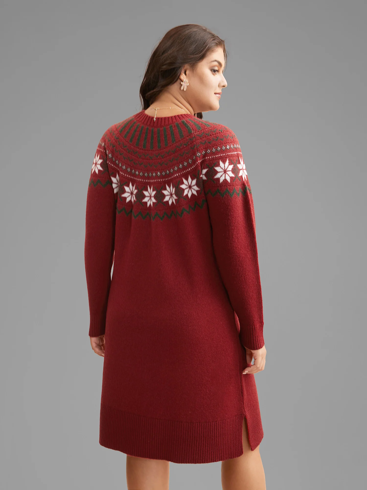 Fair Isle Geometric Midi Sweater Dress - Image 5