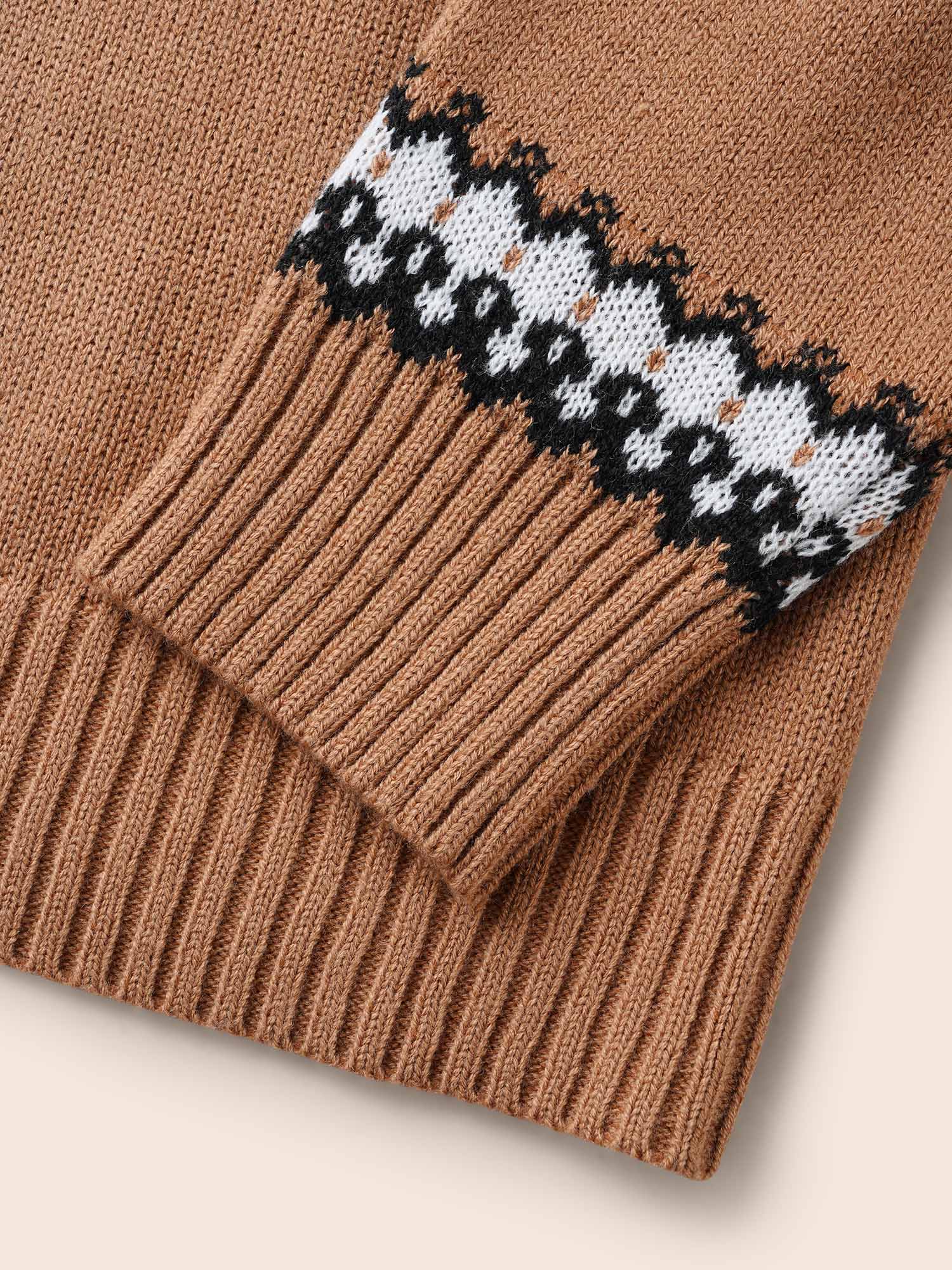 Fair Isle Half Zipper Design Pullover - Image 6