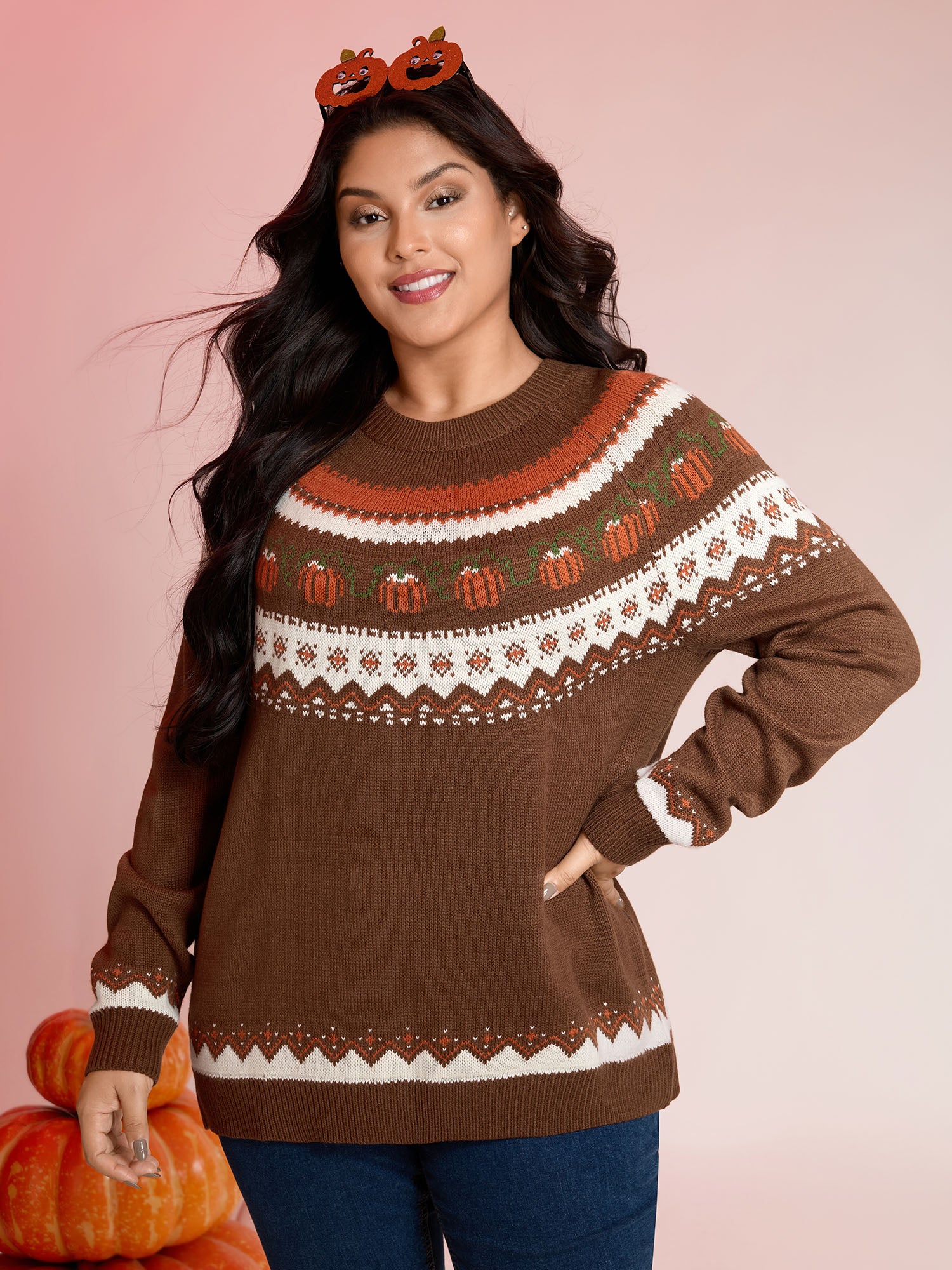 Fair Isle Halloween Jacquard Print Pullover - Image 2