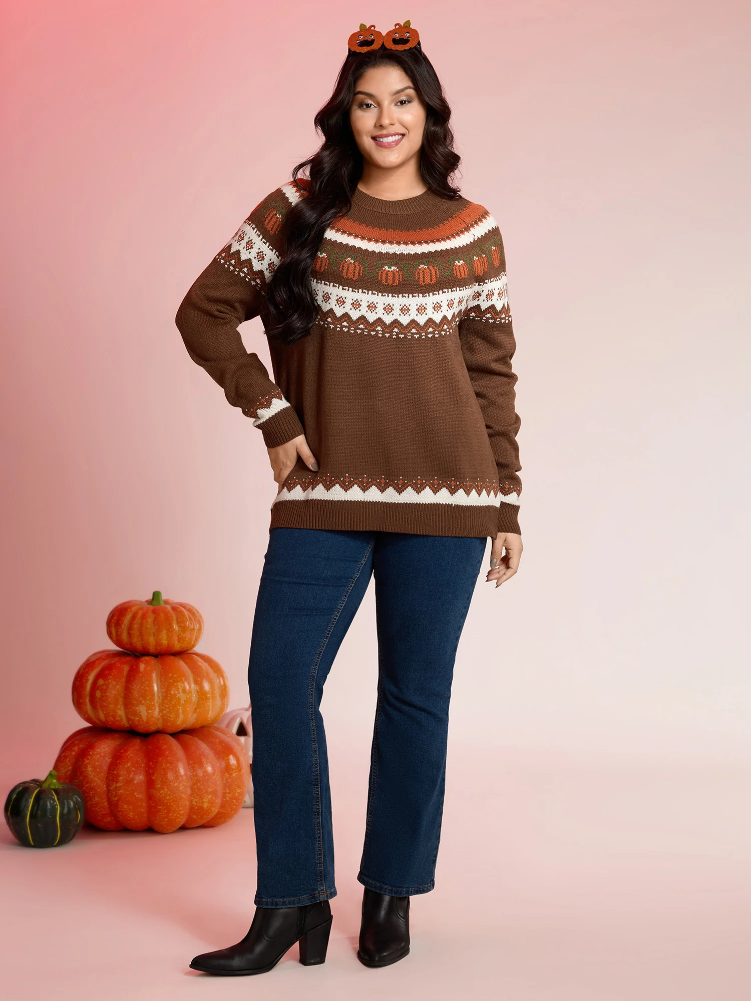 Fair Isle Halloween Jacquard Print Pullover - Image 3