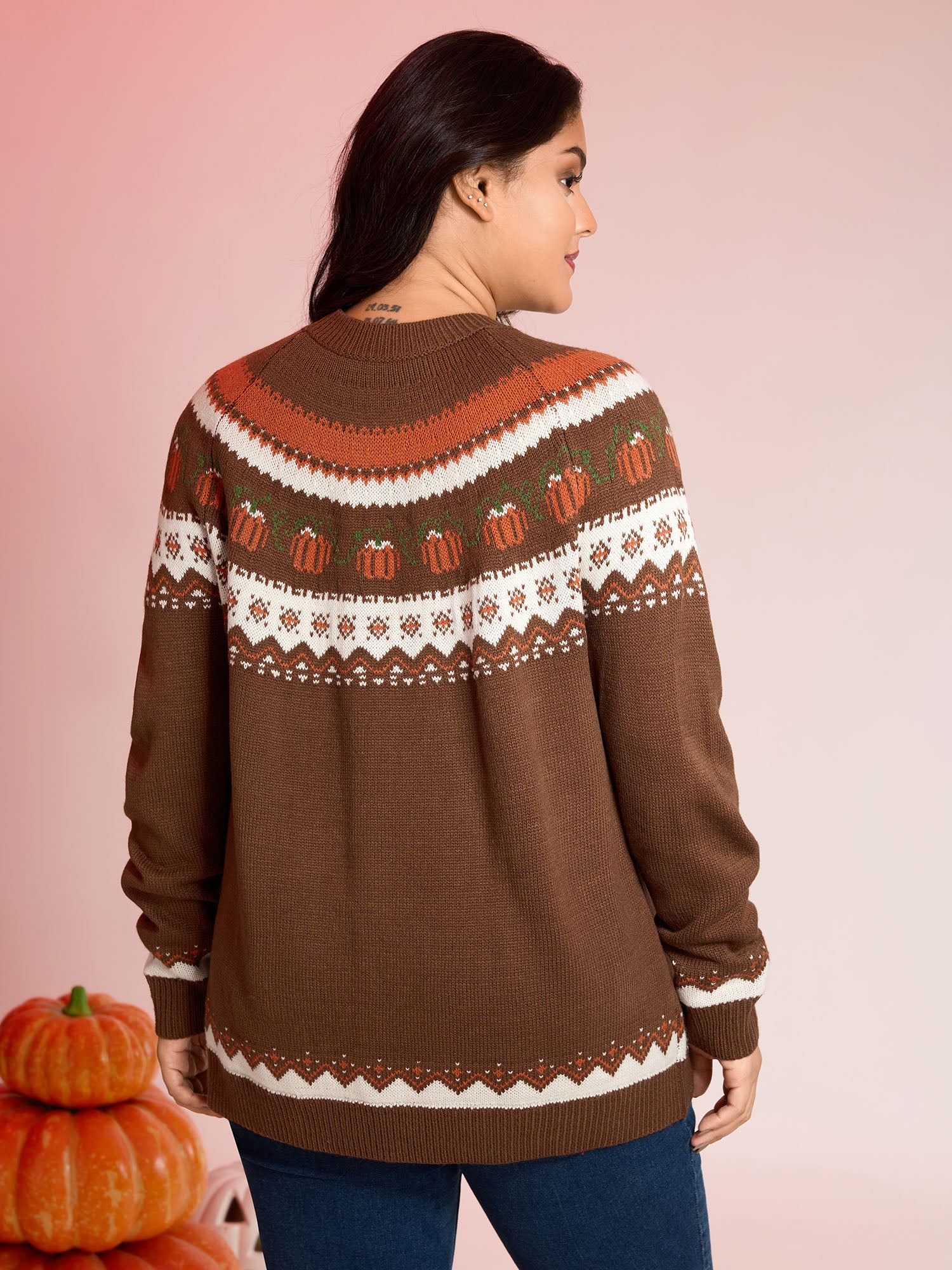Fair Isle Halloween Jacquard Print Pullover - Image 4