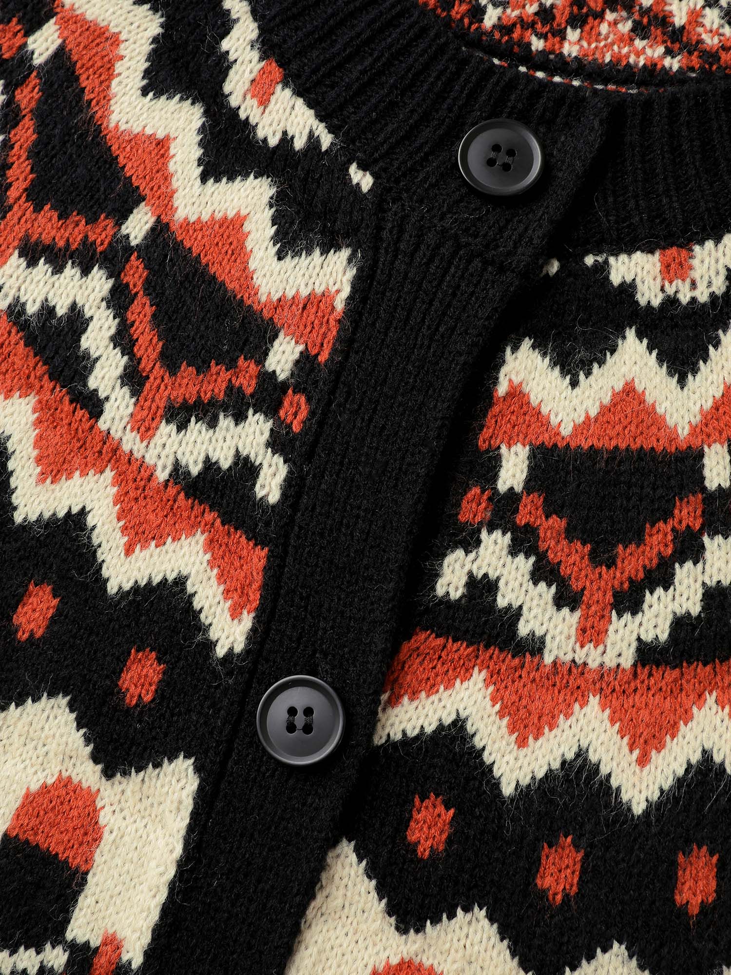 Fair Isle Halloween Print Pockets Knit Cardigan - Image 6
