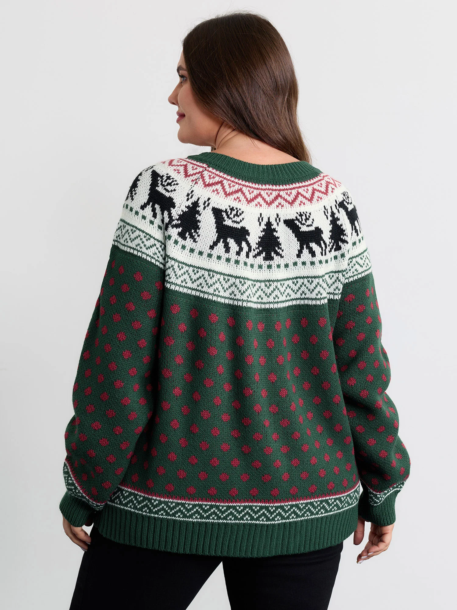 Fair-Isle Holiday Buttons Knit Cardigan - Image 4