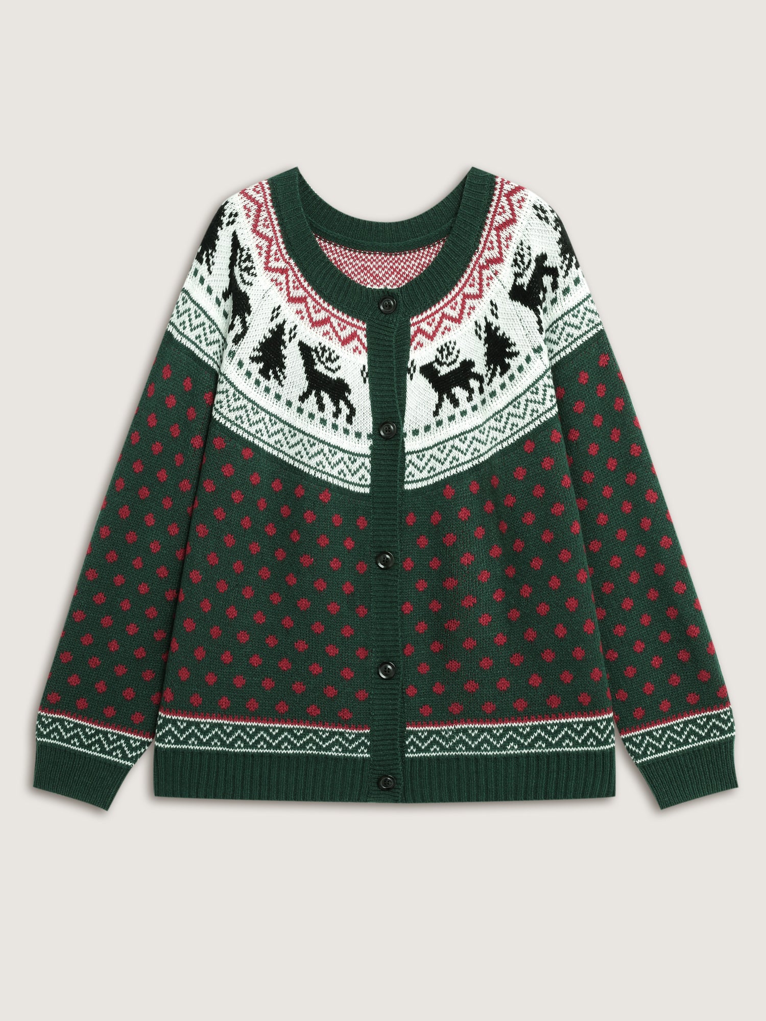 Fair-Isle Holiday Buttons Knit Cardigan - Image 5