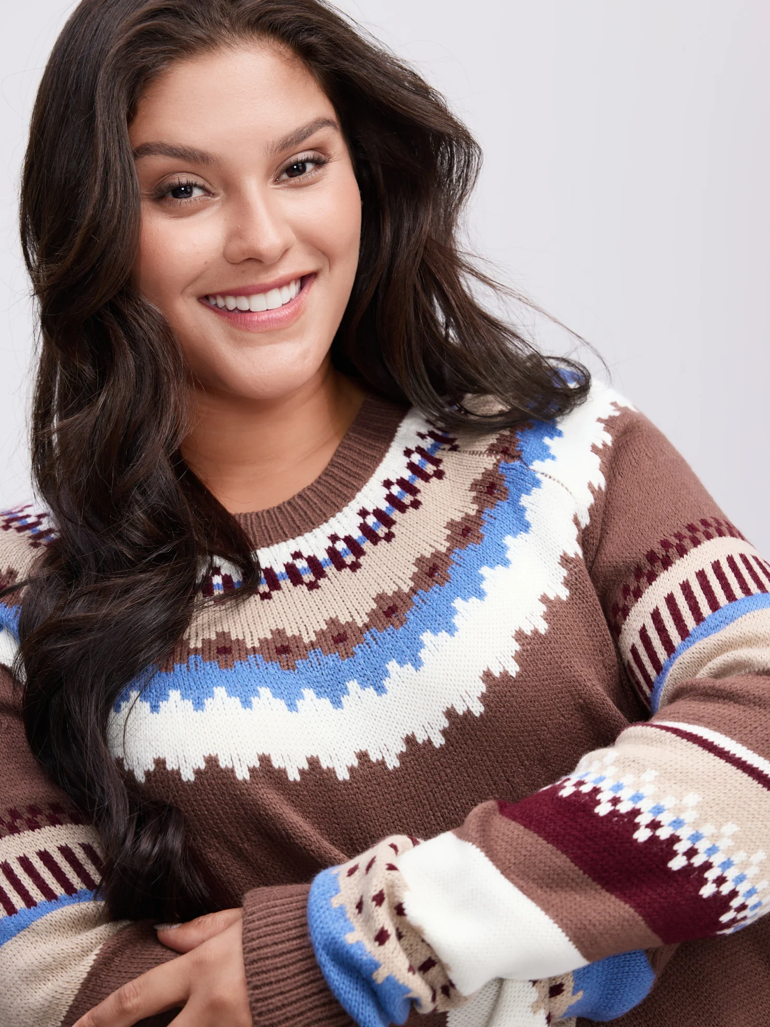 Fair-Isle Jacquard Pattern Contrast Pullover - Image 2
