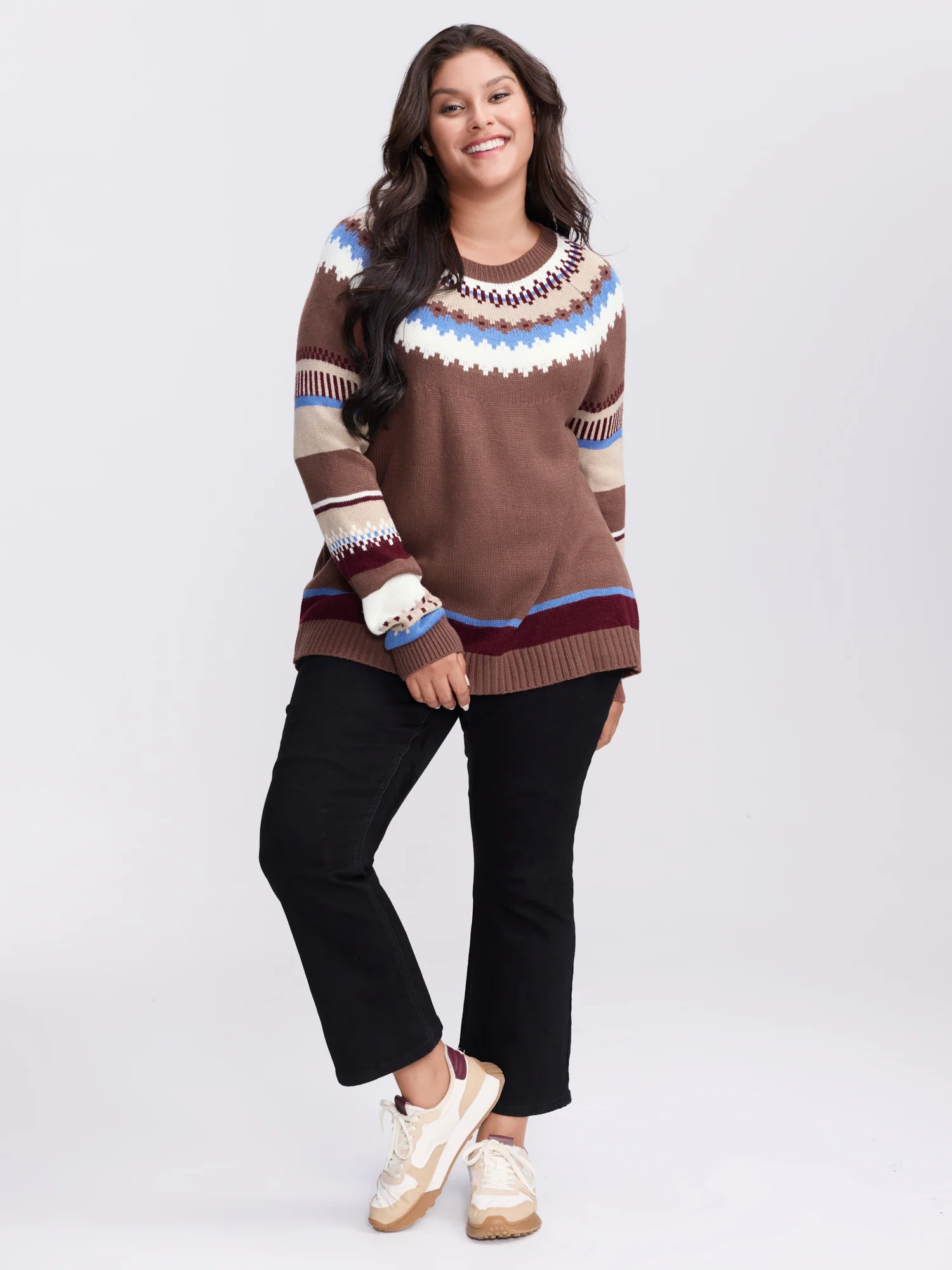 Fair-Isle Jacquard Pattern Contrast Pullover - Image 3